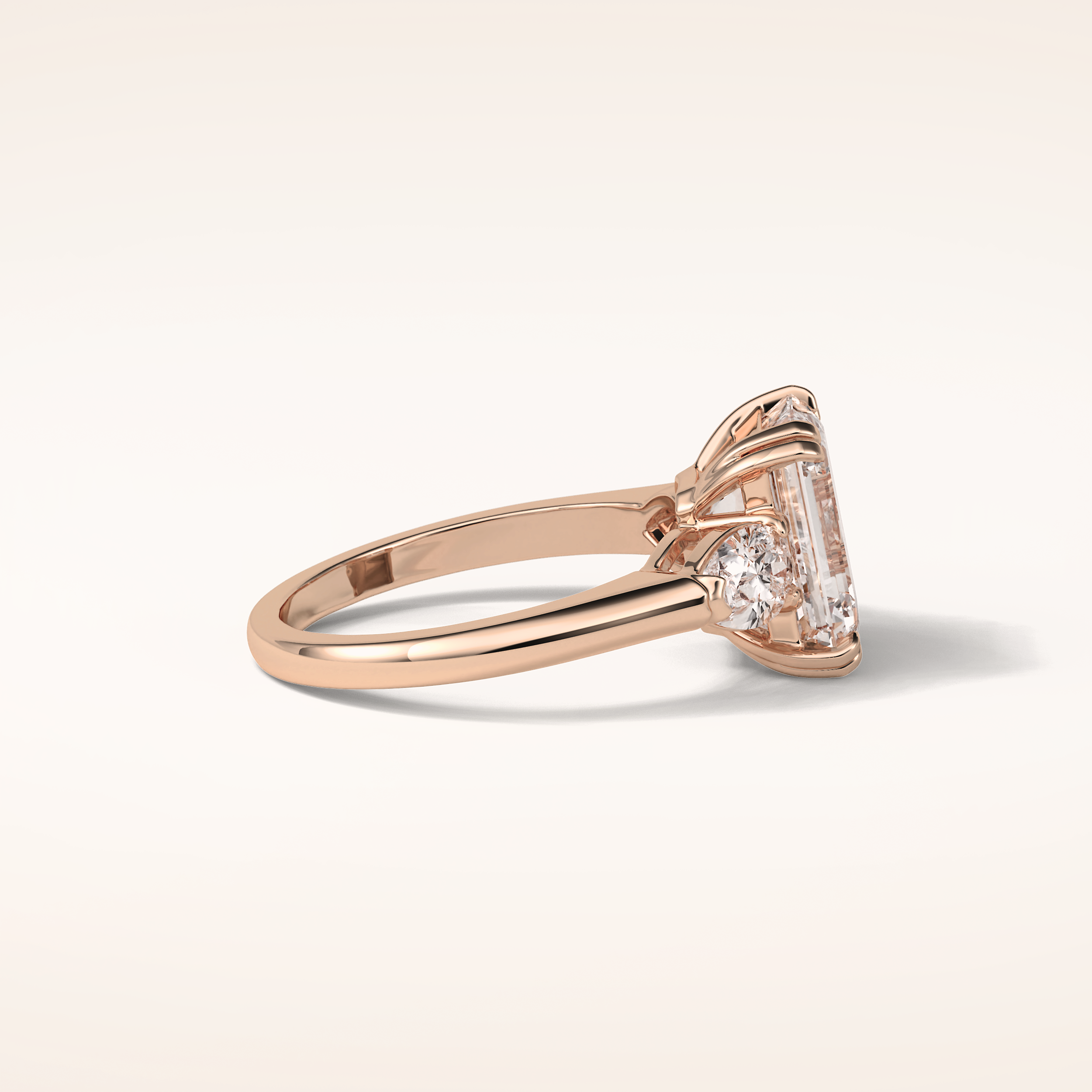 3.24 CT Emerald Shaped Three Stone Moissanite Engagement Ring