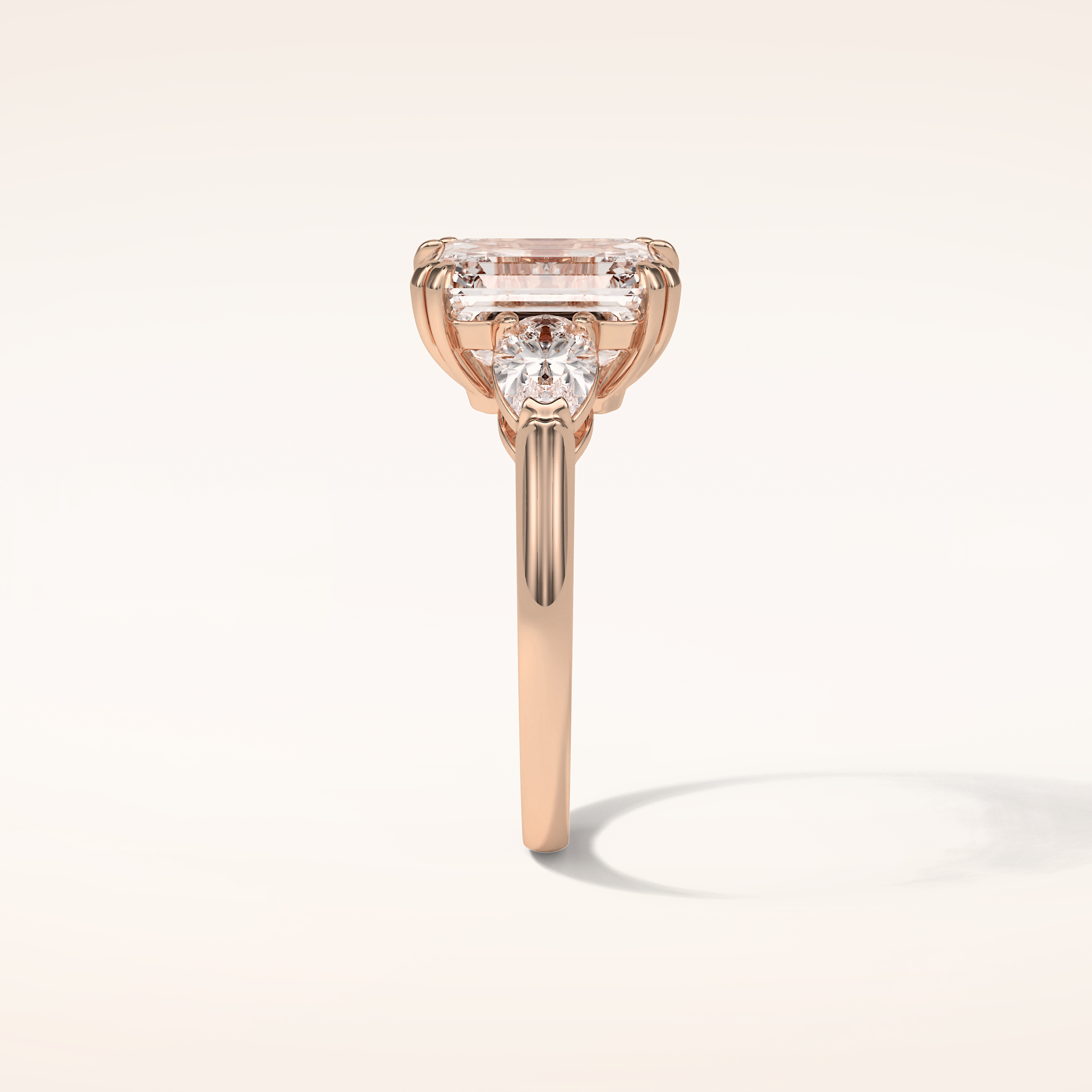 3.24 CT Emerald Shaped Three Stone Moissanite Engagement Ring