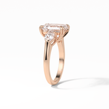 Emerald Three Stones Lab Grown Diamond Engagement Ring
