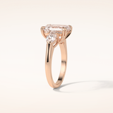 3.24 CT Emerald Shaped Three Stone Moissanite Engagement Ring