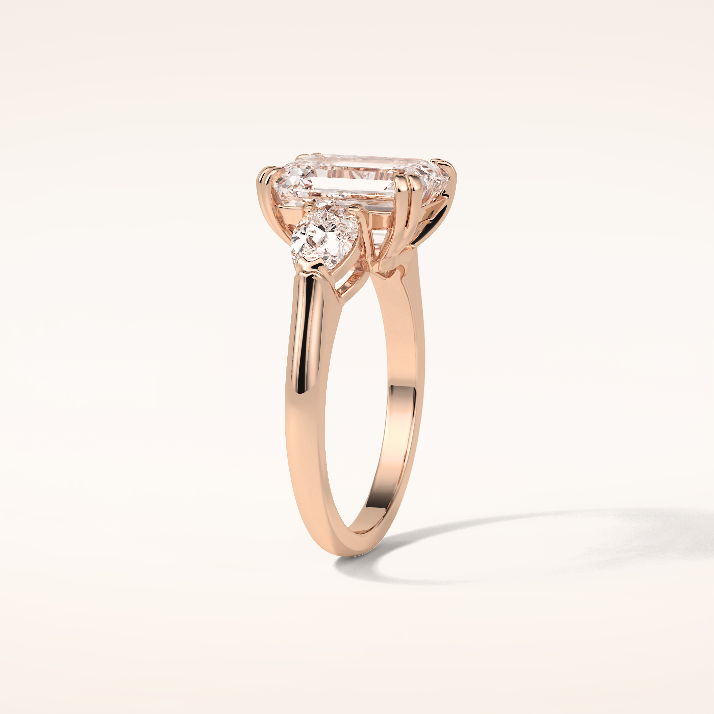 3.24 CT Emerald Shaped Three Stone Moissanite Engagement Ring