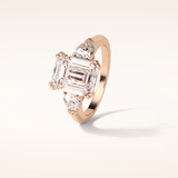 3.24 CT Emerald Shaped Three Stone Moissanite Engagement Ring