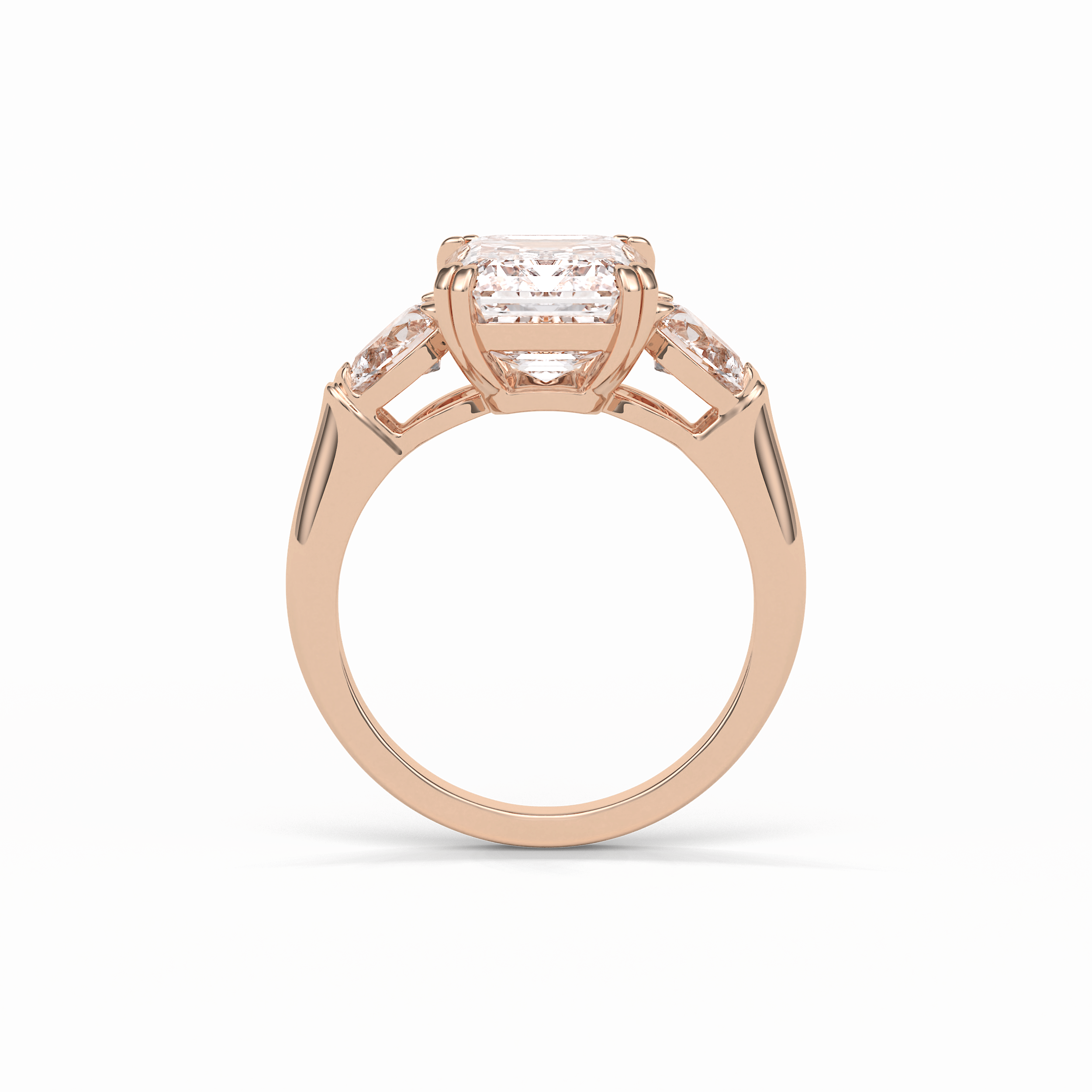 Emerald Three Stones Lab Grown Diamond Engagement Ring