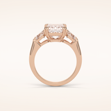 3.24 CT Emerald Shaped Three Stone Moissanite Engagement Ring