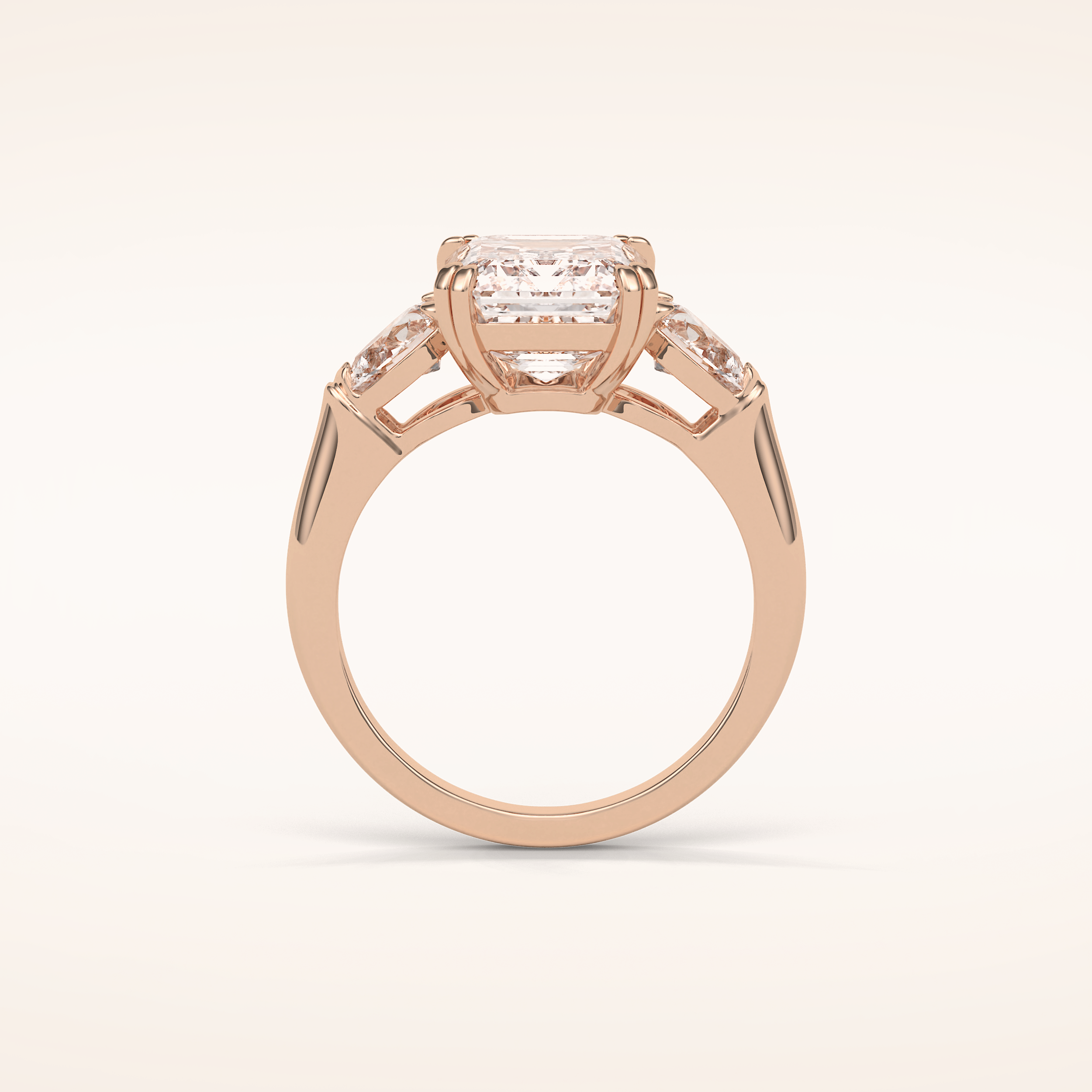 3.24 CT Emerald Shaped Three Stone Moissanite Engagement Ring