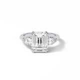 Emerald Three Stones Lab Grown Diamond Engagement Ring