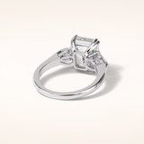 3.24 CT Emerald Shaped Three Stone Moissanite Engagement Ring