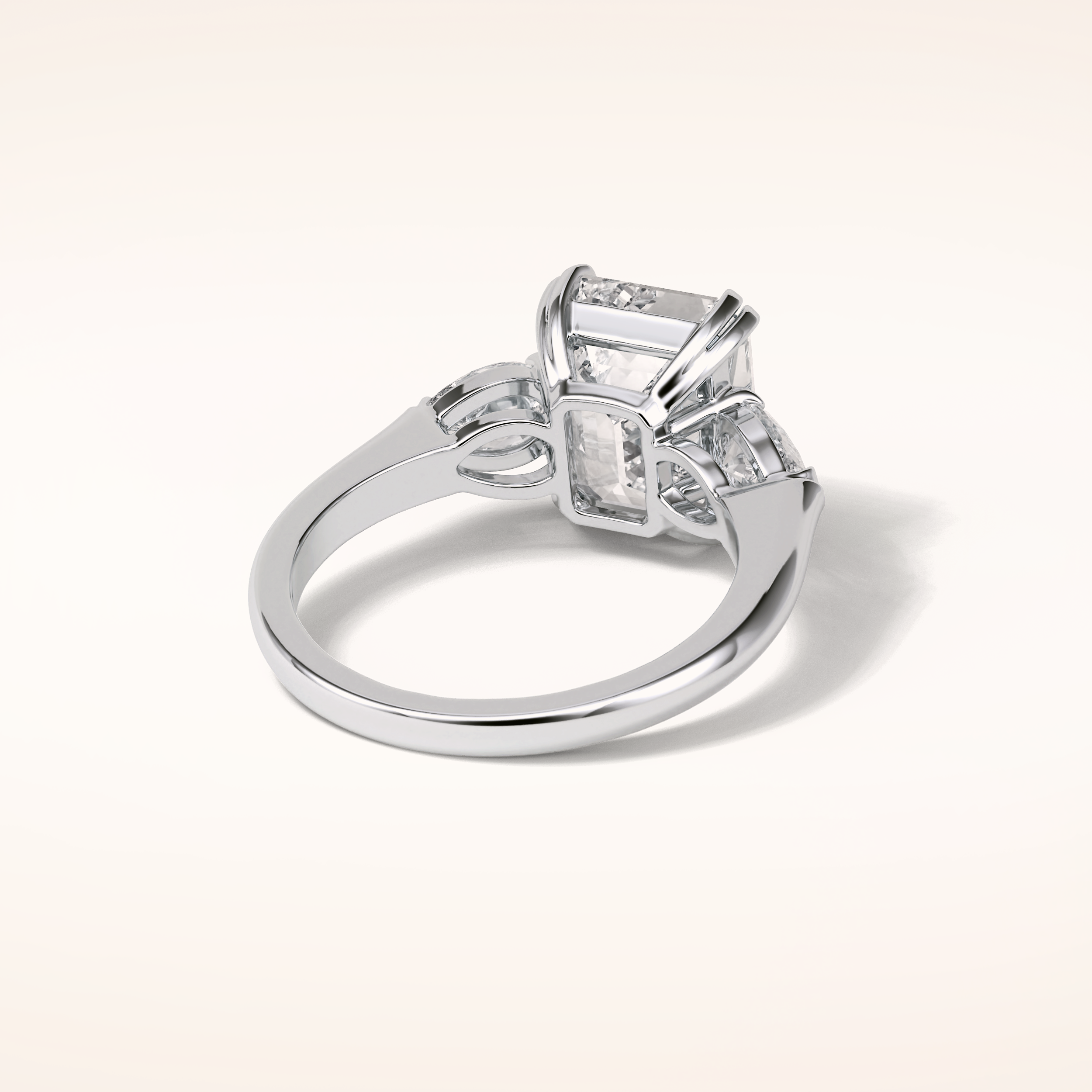 3.24 CT Emerald Shaped Three Stone Moissanite Engagement Ring