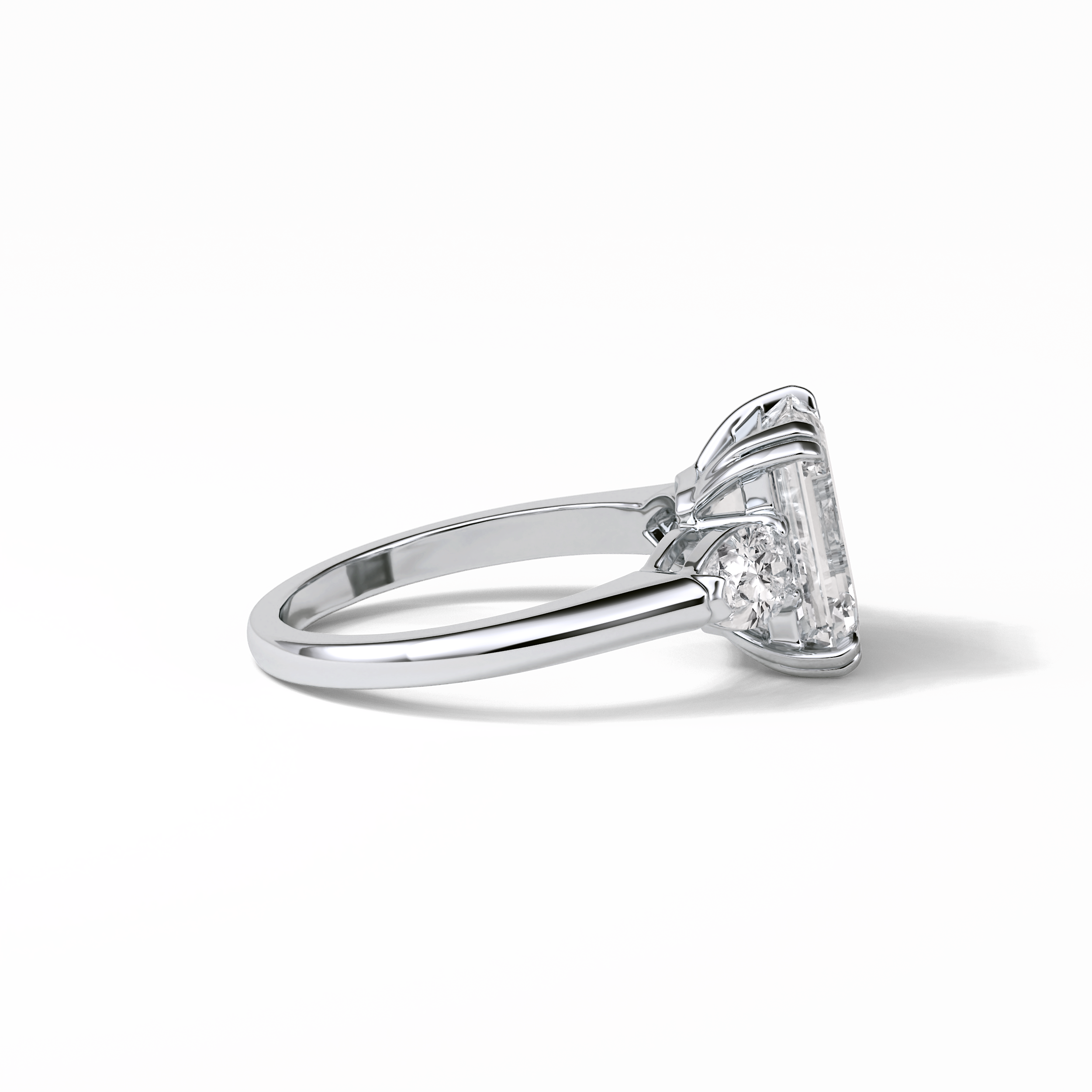 Emerald Three Stones Lab Grown Diamond Engagement Ring