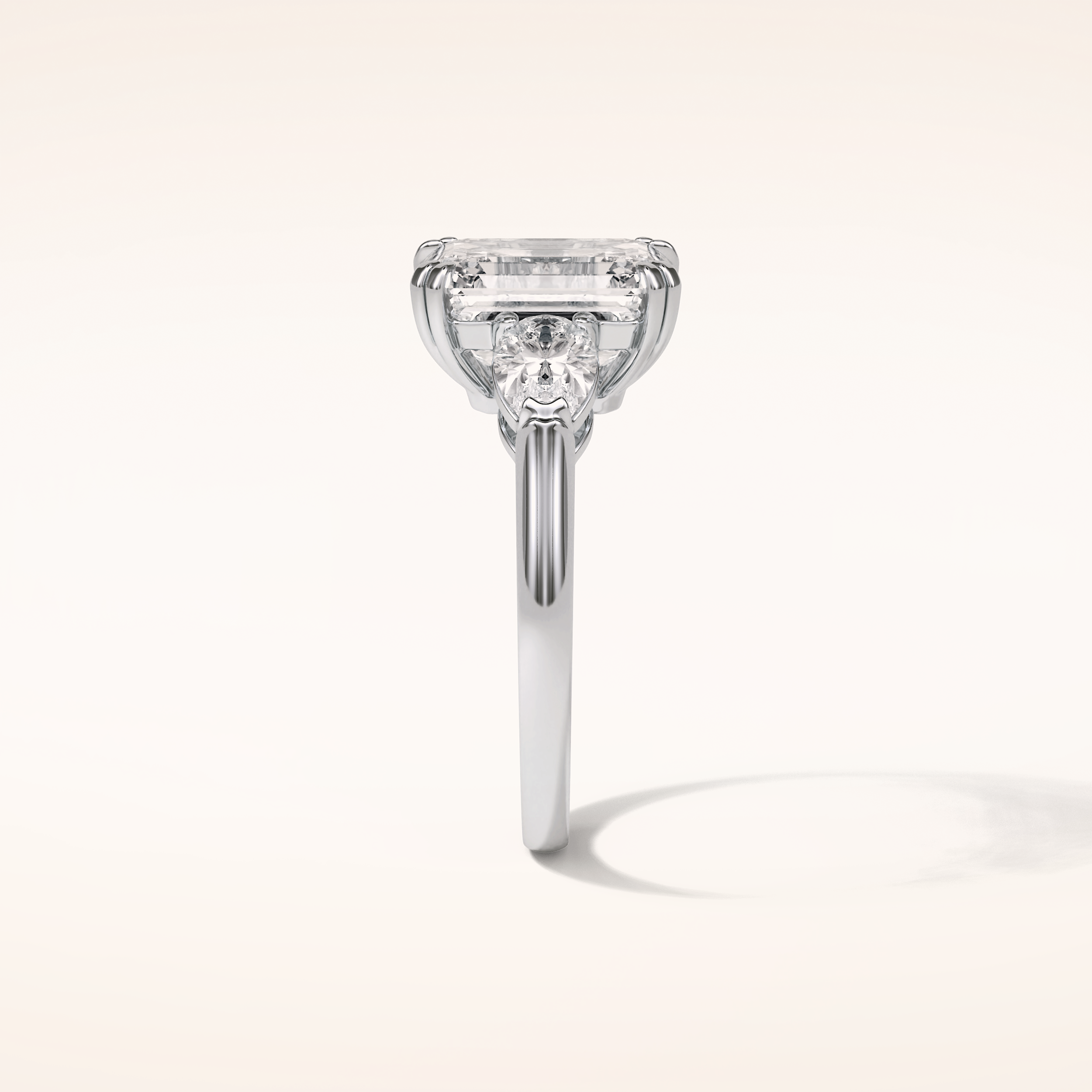 3.24 CT Emerald Shaped Three Stone Moissanite Engagement Ring