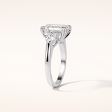 3.24 CT Emerald Shaped Three Stone Moissanite Engagement Ring