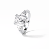 Emerald Three Stones Lab Grown Diamond Engagement Ring