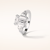 3.24 CT Emerald Shaped Three Stone Moissanite Engagement Ring