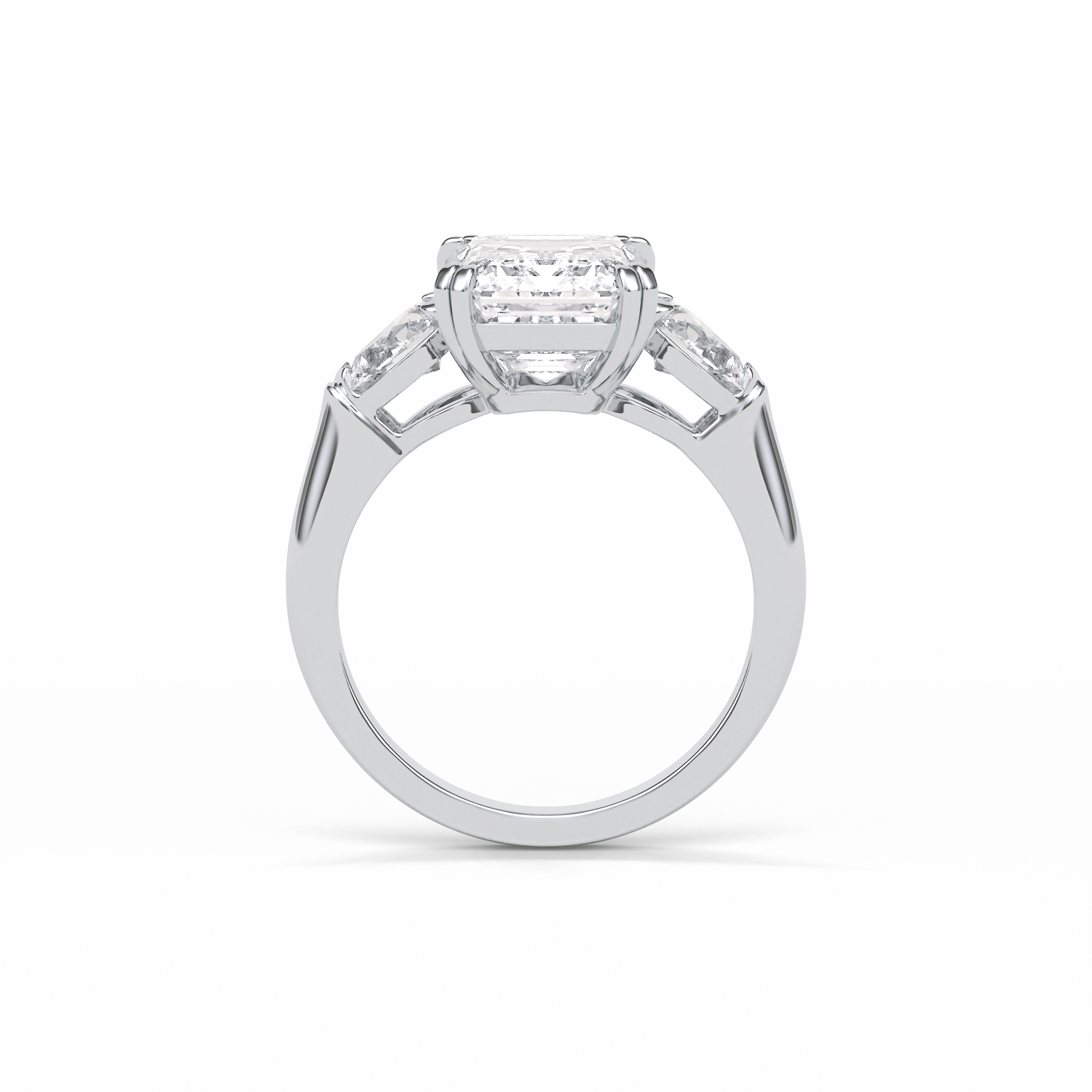 Emerald Three Stones Lab Grown Diamond Engagement Ring