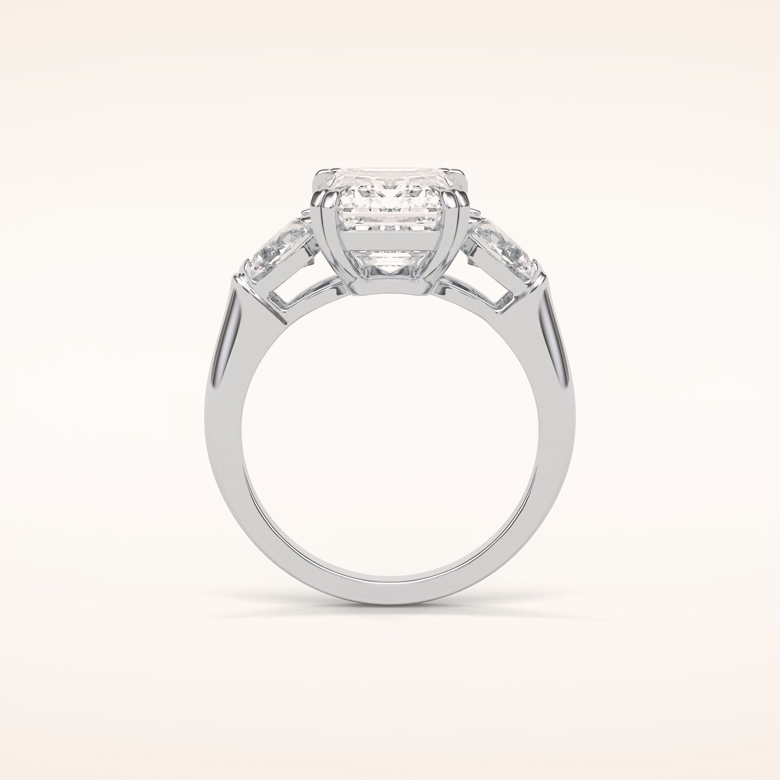 3.24 CT Emerald Shaped Three Stone Moissanite Engagement Ring