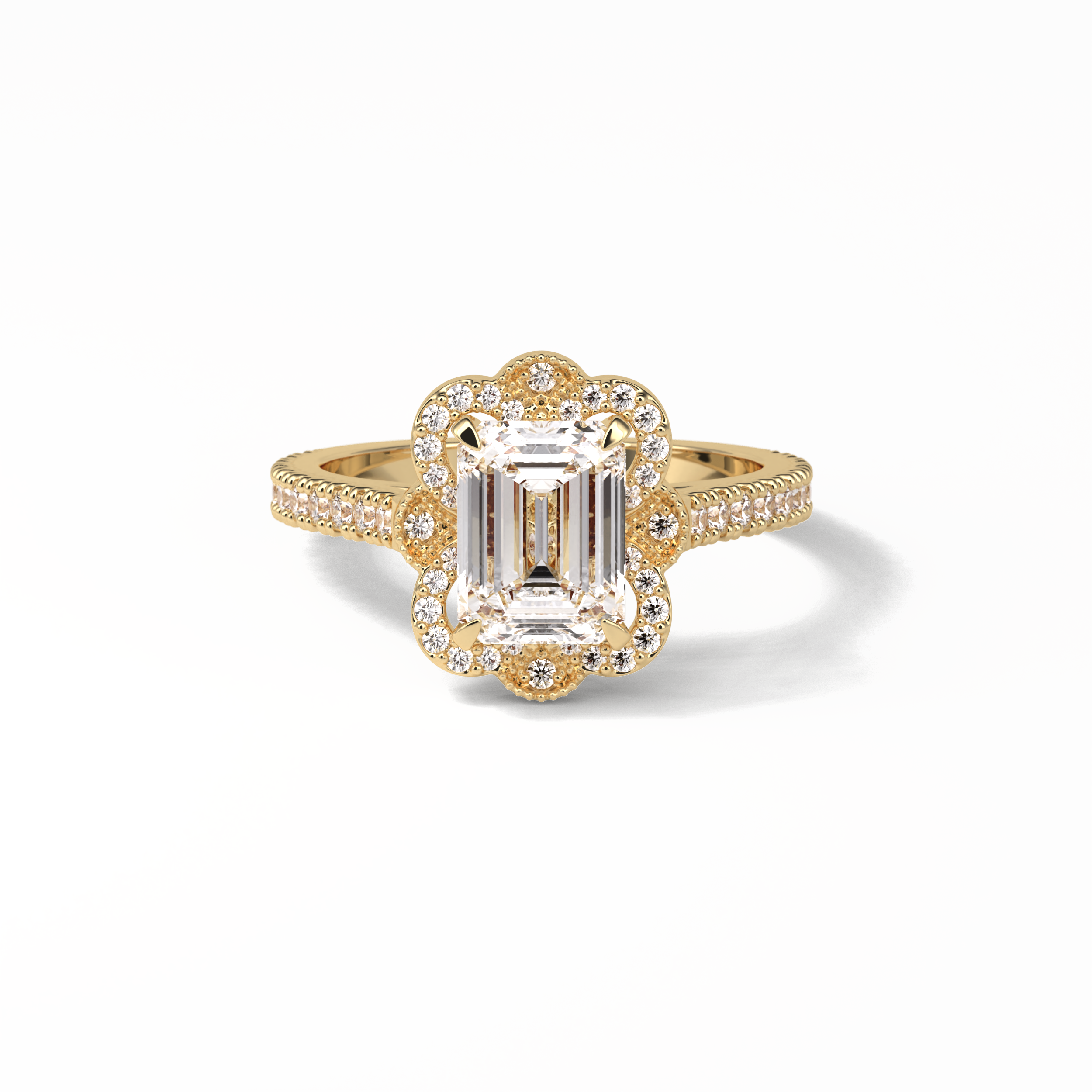 Emerald Cluster Lab Grown Diamond Engagement Ring