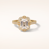 1.6 CT Emerald Shaped Cluster Moissanite Engagement Ring