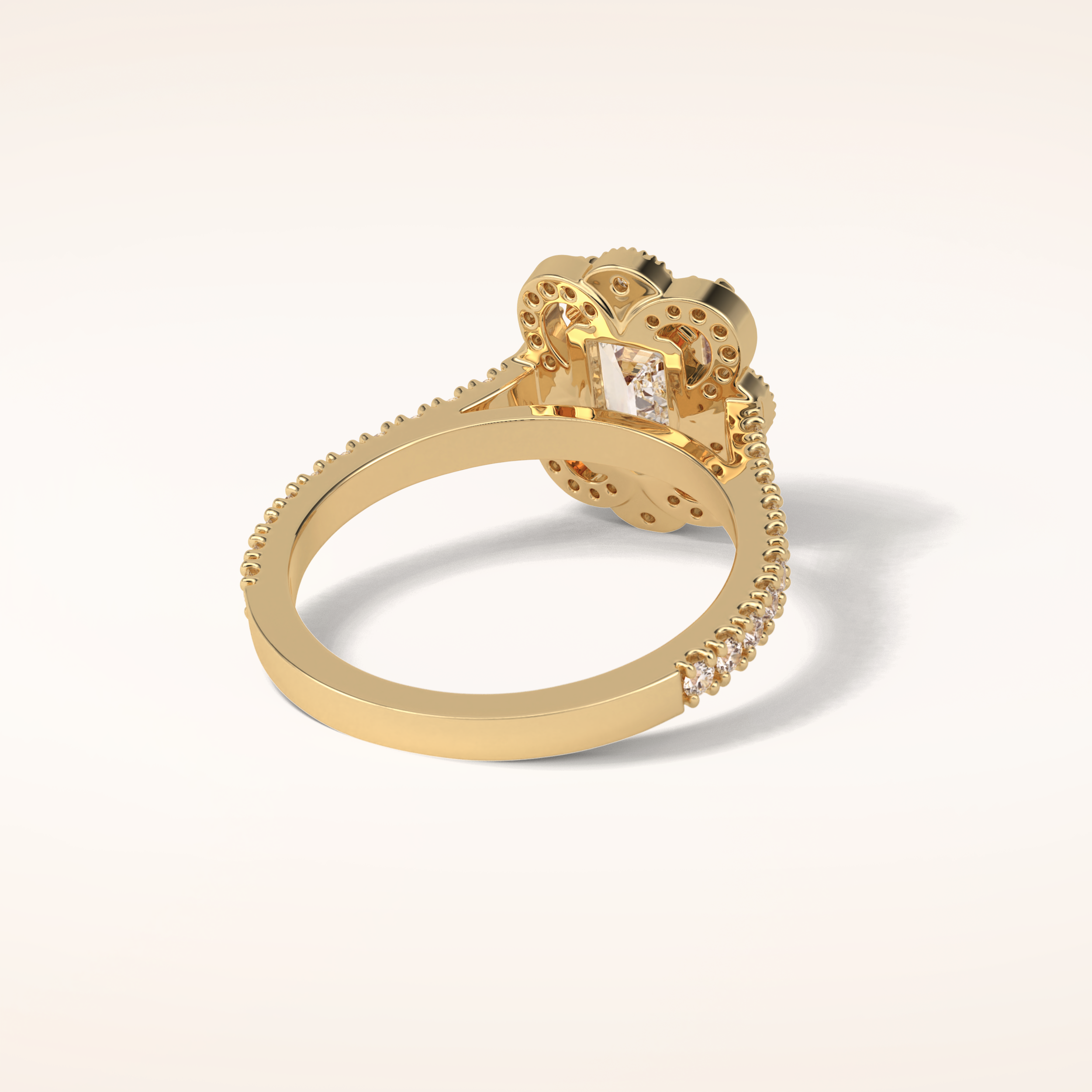 1.6 CT Emerald Shaped Cluster Moissanite Engagement Ring