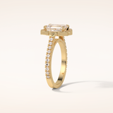 1.6 CT Emerald Shaped Cluster Moissanite Engagement Ring