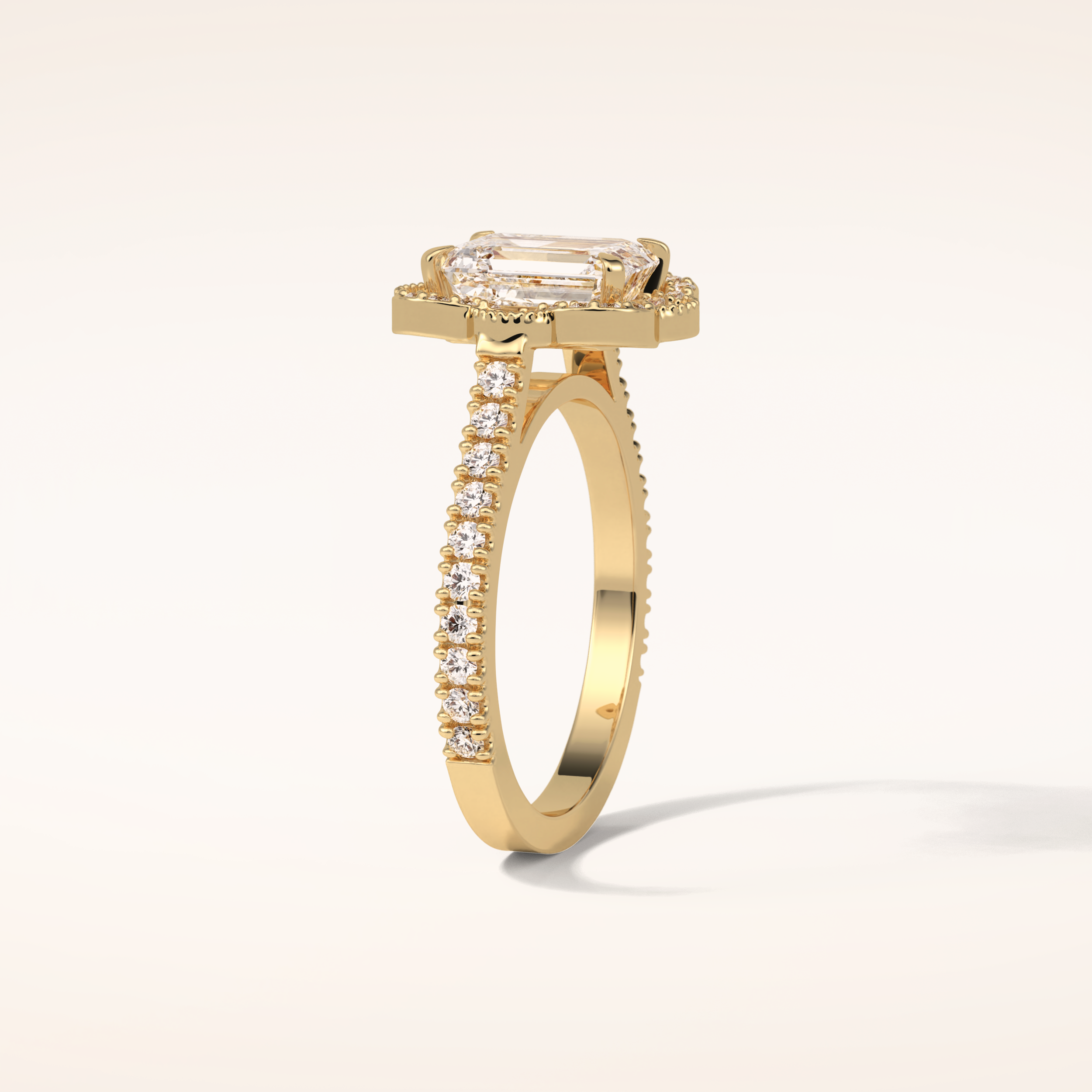 1.6 CT Emerald Shaped Cluster Moissanite Engagement Ring