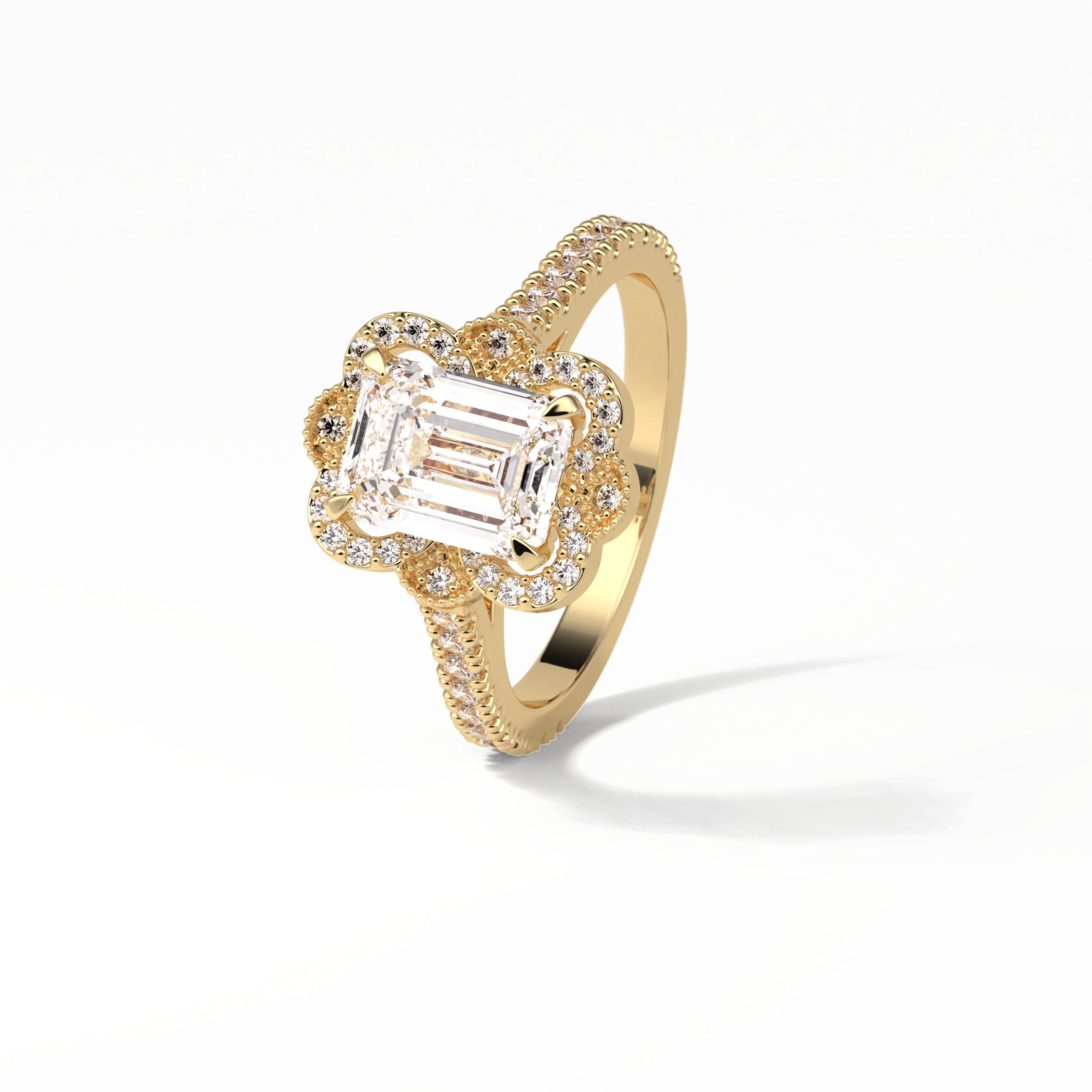 Emerald Cluster Lab Grown Diamond Engagement Ring