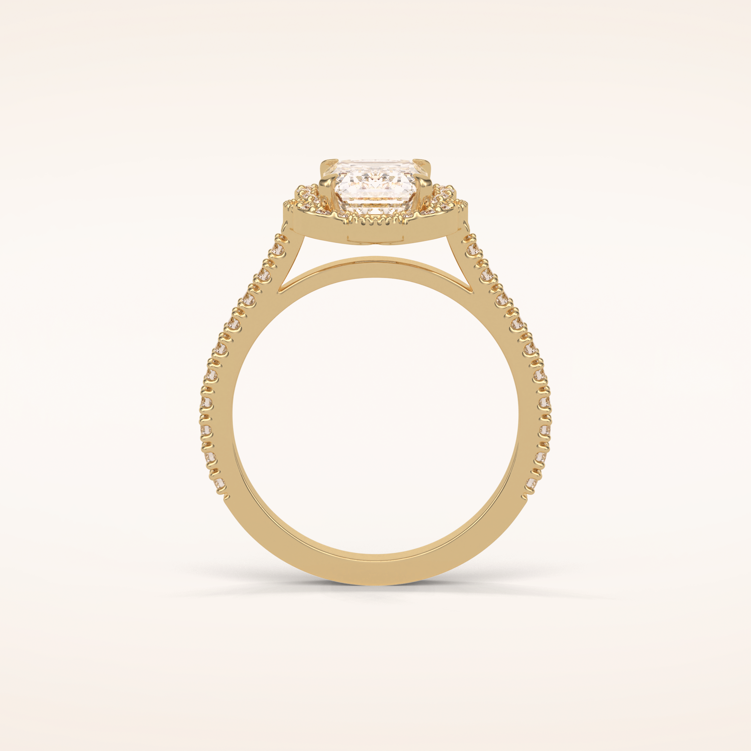 1.6 CT Emerald Shaped Cluster Moissanite Engagement Ring