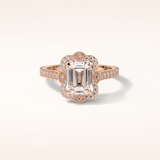 1.6 CT Emerald Shaped Cluster Moissanite Engagement Ring