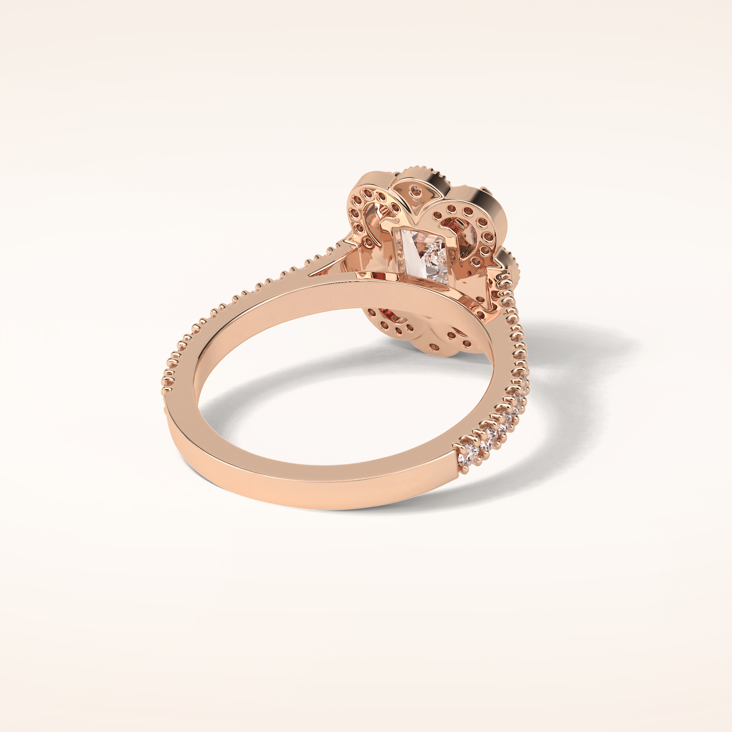 1.6 CT Emerald Shaped Cluster Moissanite Engagement Ring