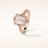 1.6 CT Emerald Shaped Cluster Moissanite Engagement Ring