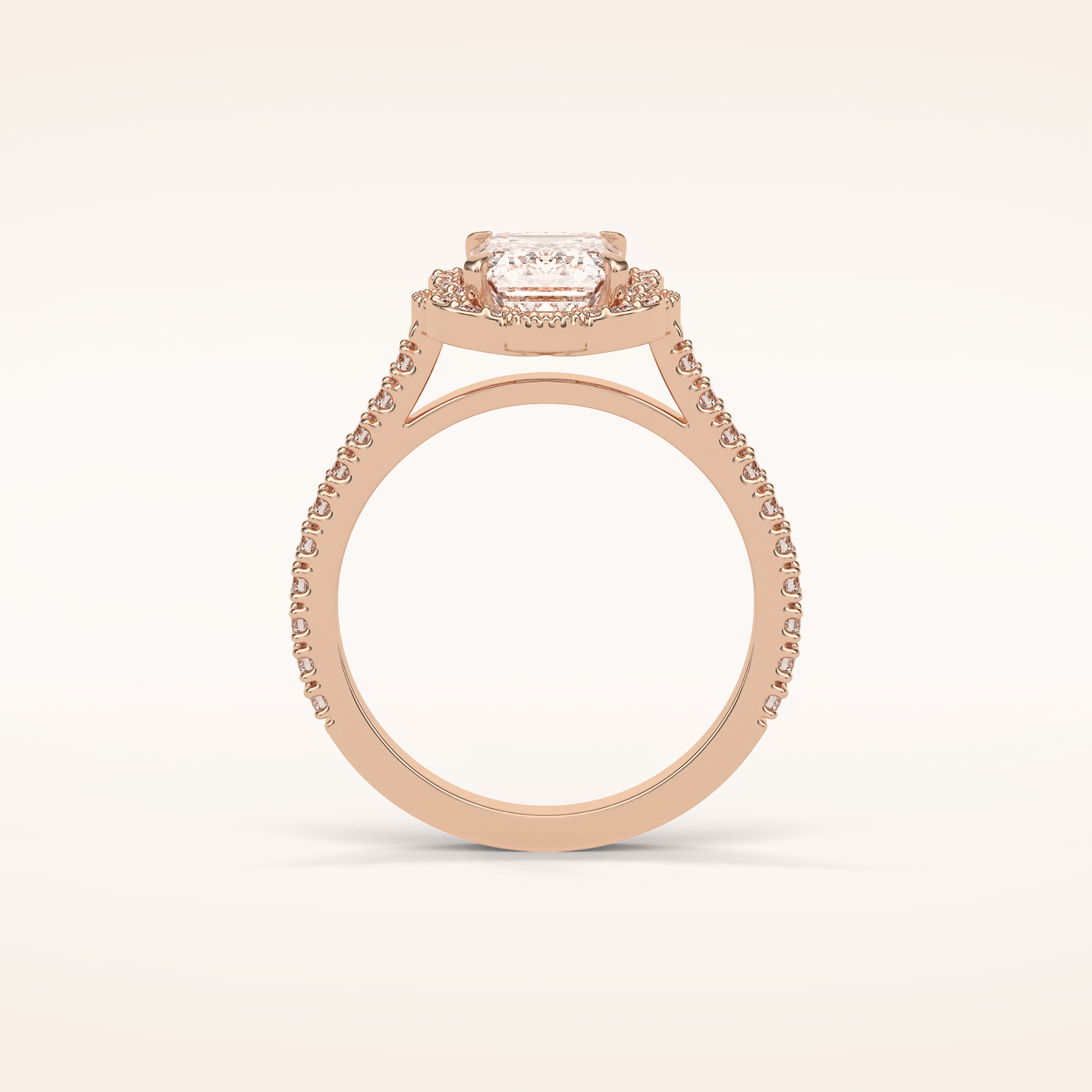 1.6 CT Emerald Shaped Cluster Moissanite Engagement Ring