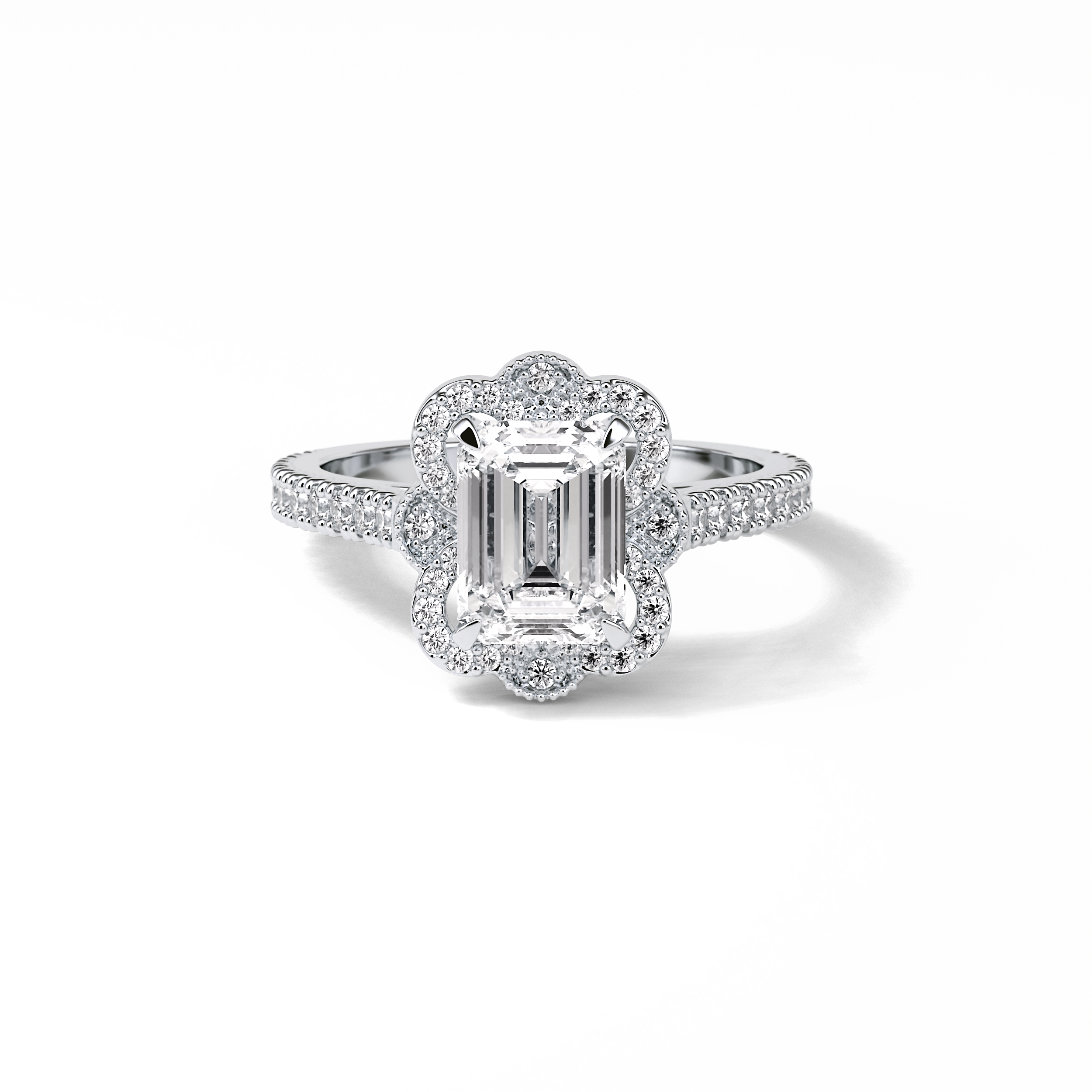 Emerald Cluster Lab Grown Diamond Engagement Ring