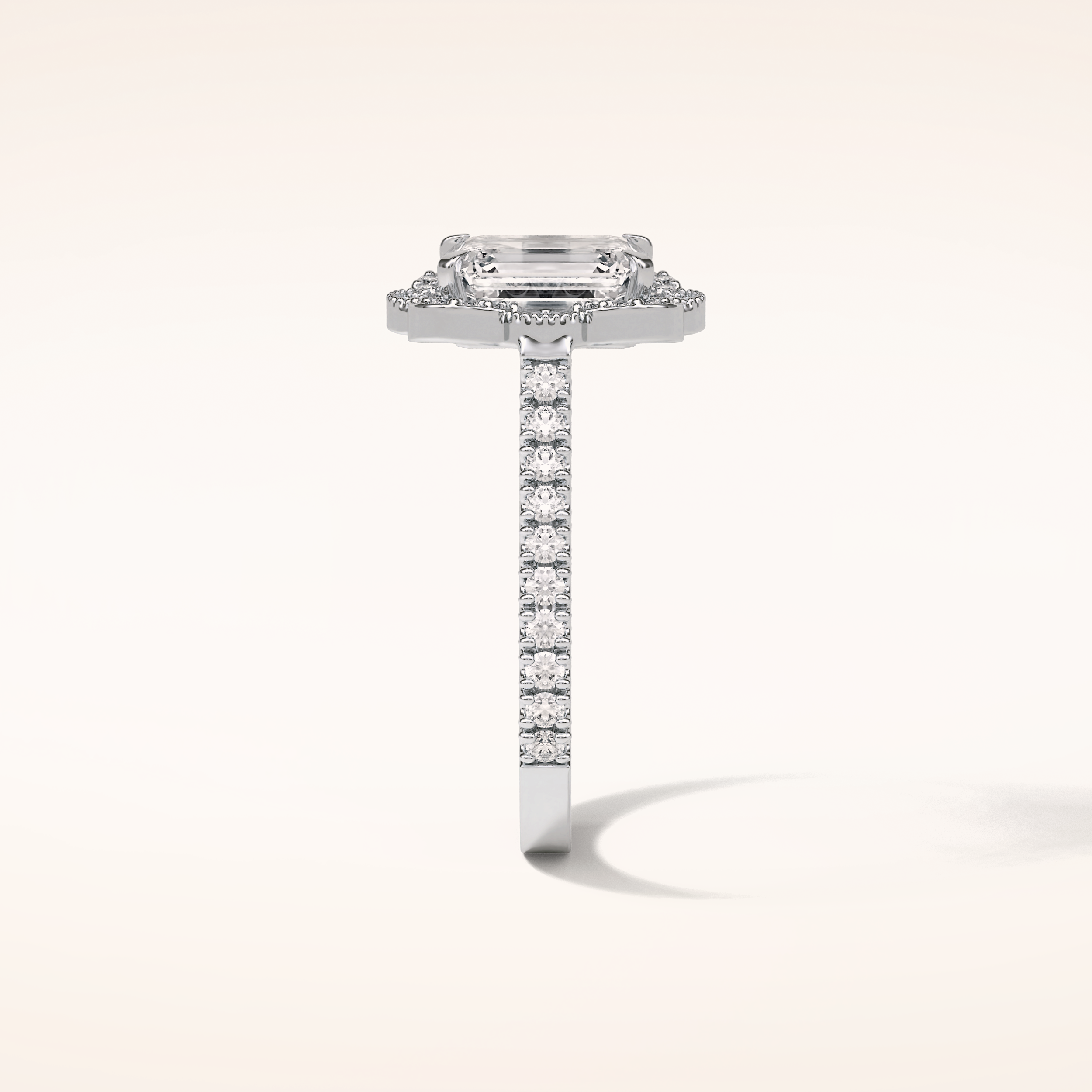 1.6 CT Emerald Shaped Cluster Moissanite Engagement Ring