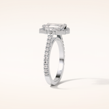 1.6 CT Emerald Shaped Cluster Moissanite Engagement Ring