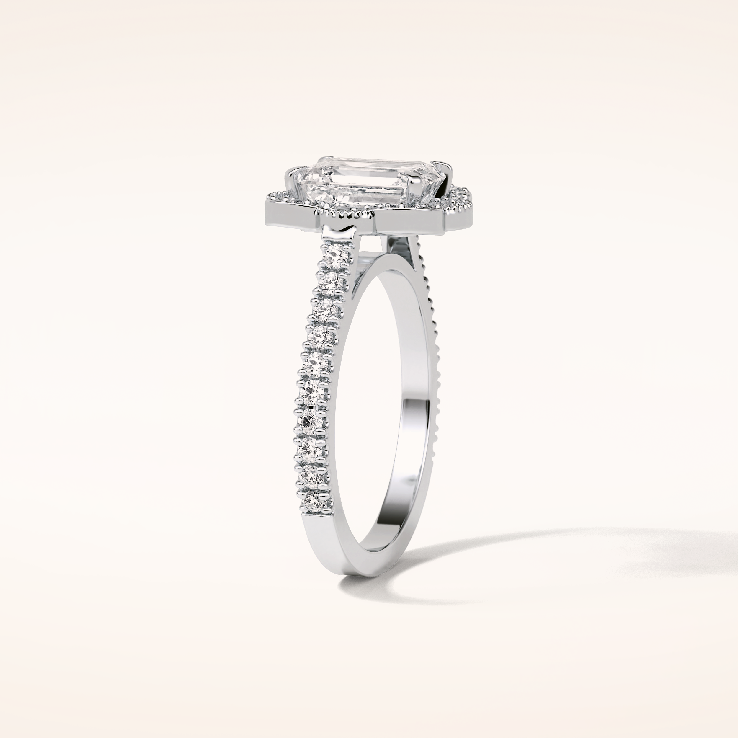 1.6 CT Emerald Shaped Cluster Moissanite Engagement Ring