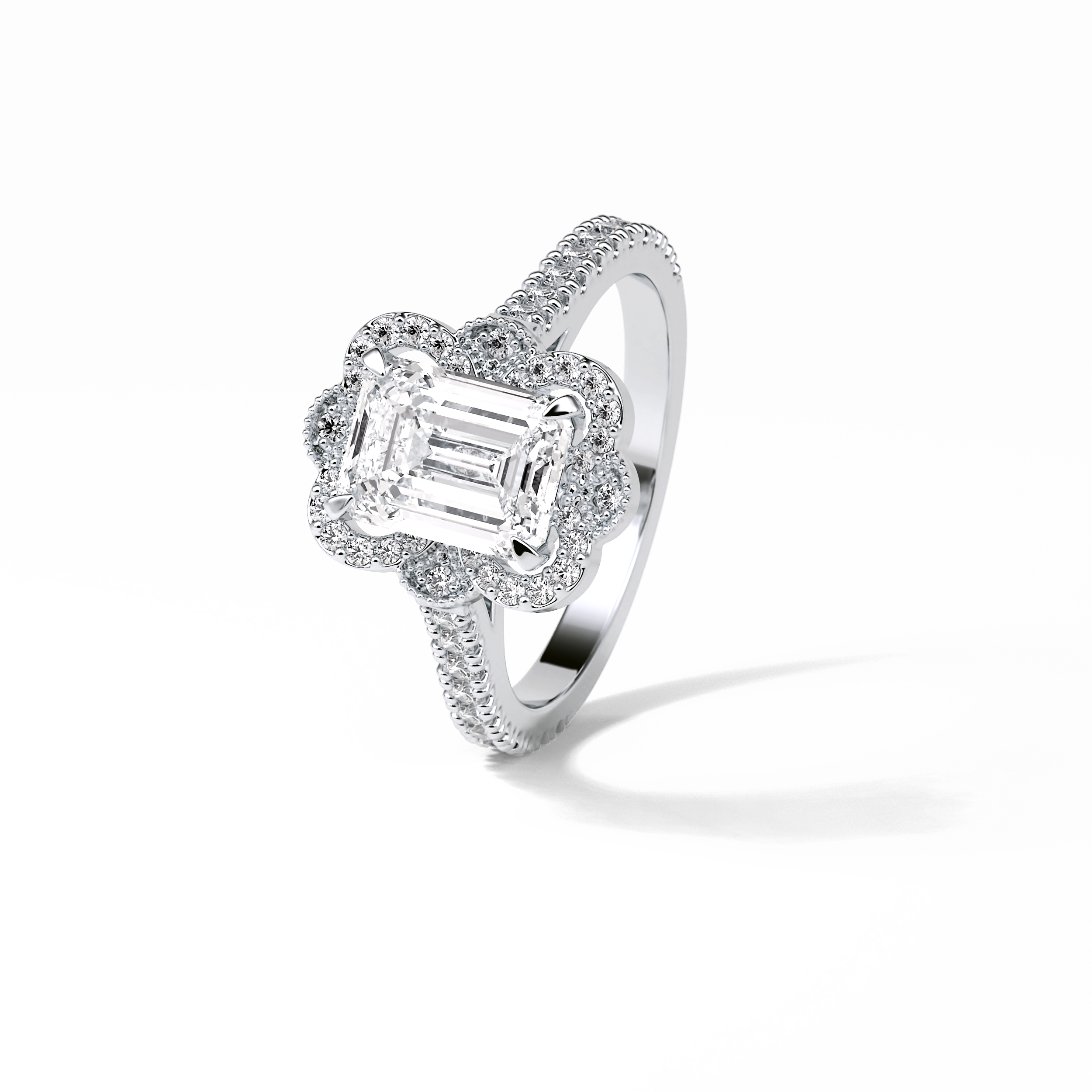 Emerald Cluster Lab Grown Diamond Engagement Ring