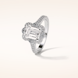 1.6 CT Emerald Shaped Cluster Moissanite Engagement Ring