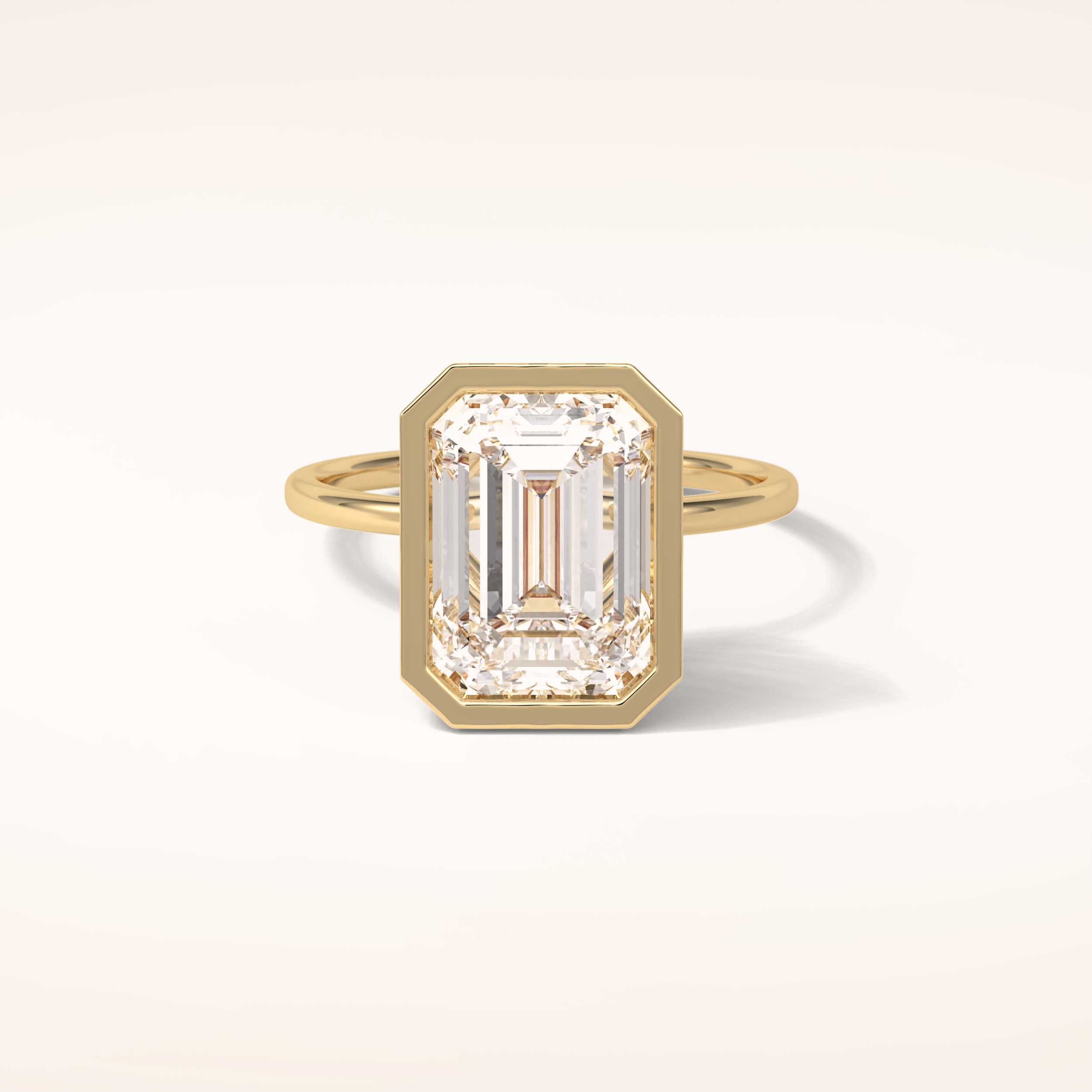 4.6 CT Emerald Shaped Bezel & Solitaire Moissanite Engagement Ring