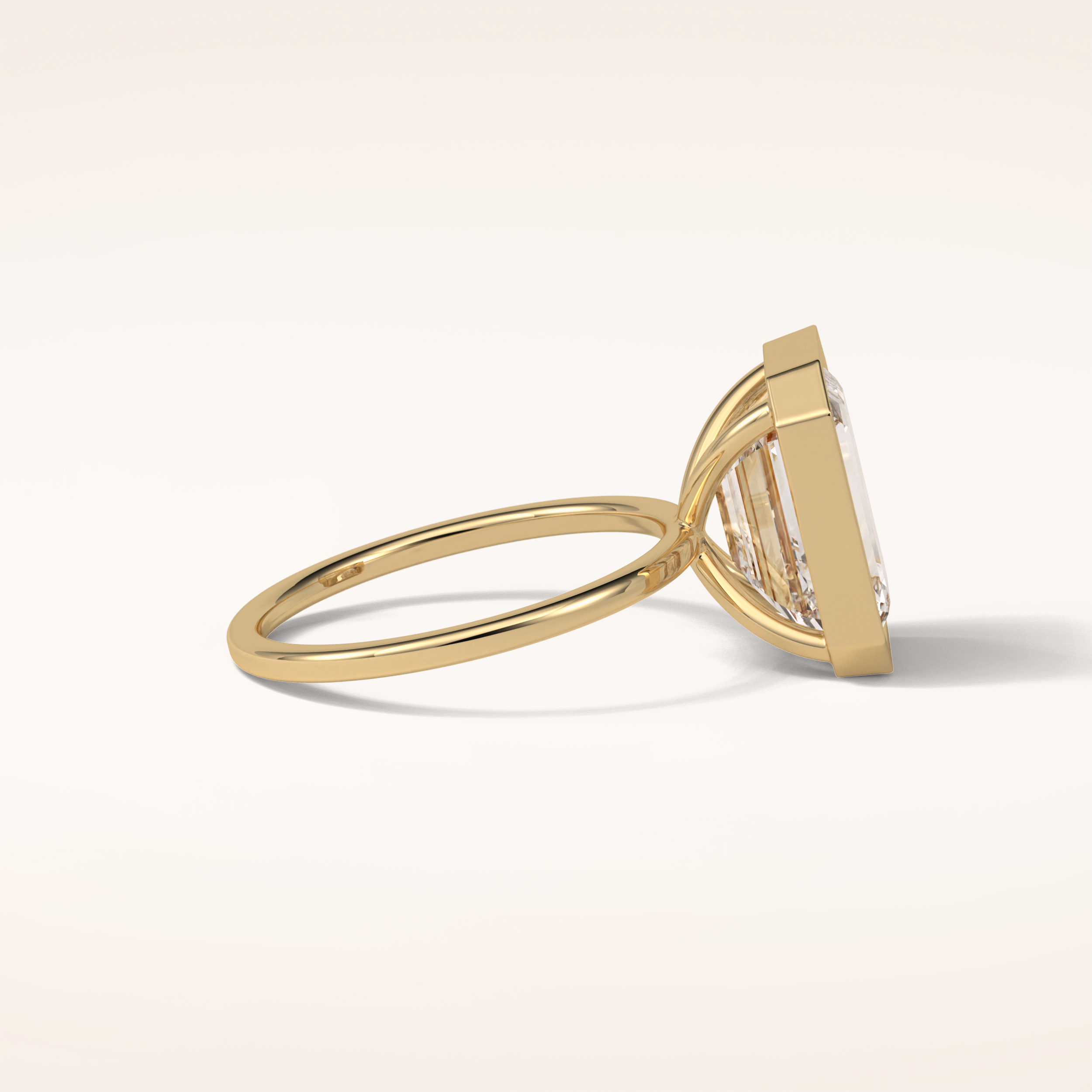 4.6 CT Emerald Shaped Bezel & Solitaire Moissanite Engagement Ring