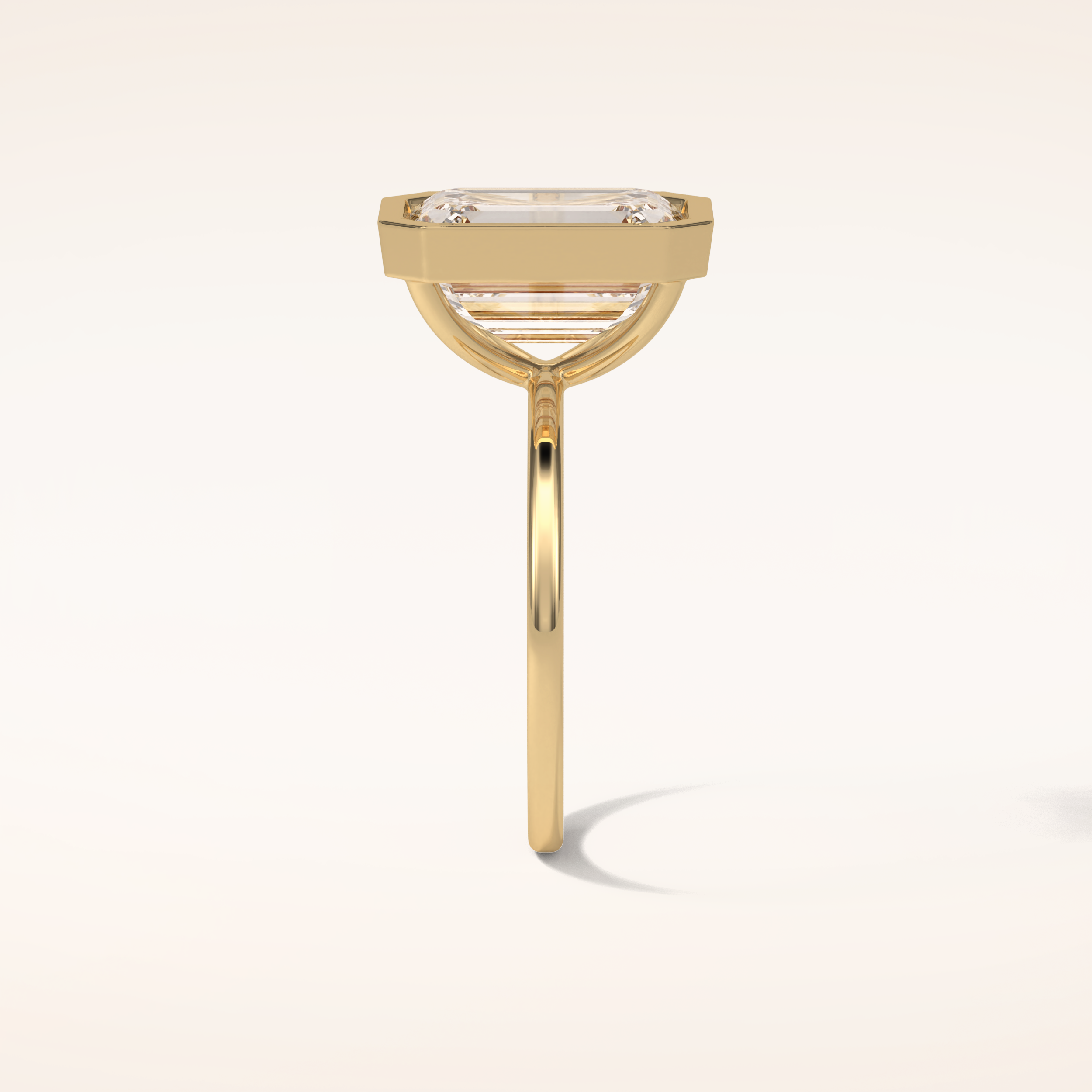 4.6 CT Emerald Shaped Bezel & Solitaire Moissanite Engagement Ring