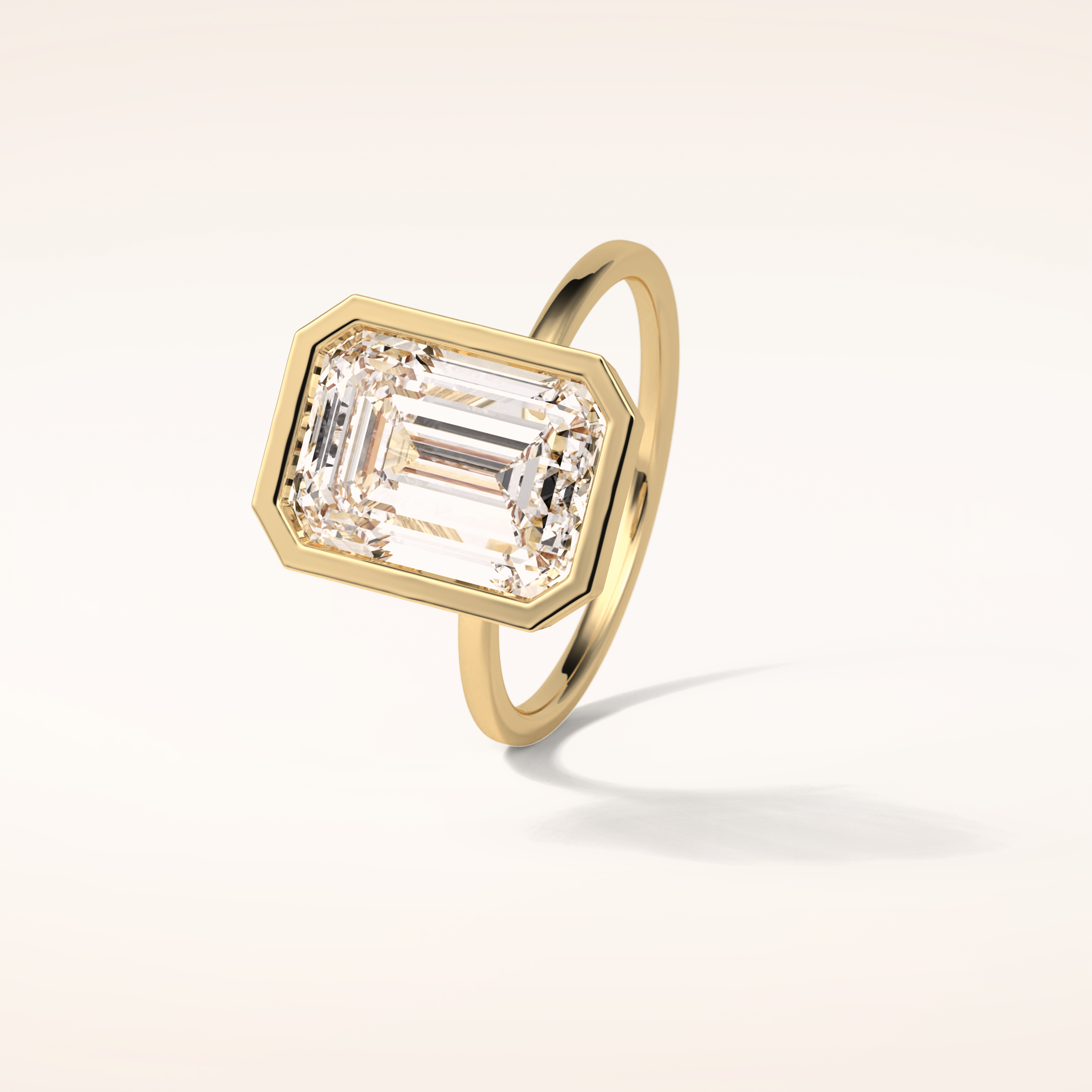 4.6 CT Emerald Shaped Bezel & Solitaire Moissanite Engagement Ring