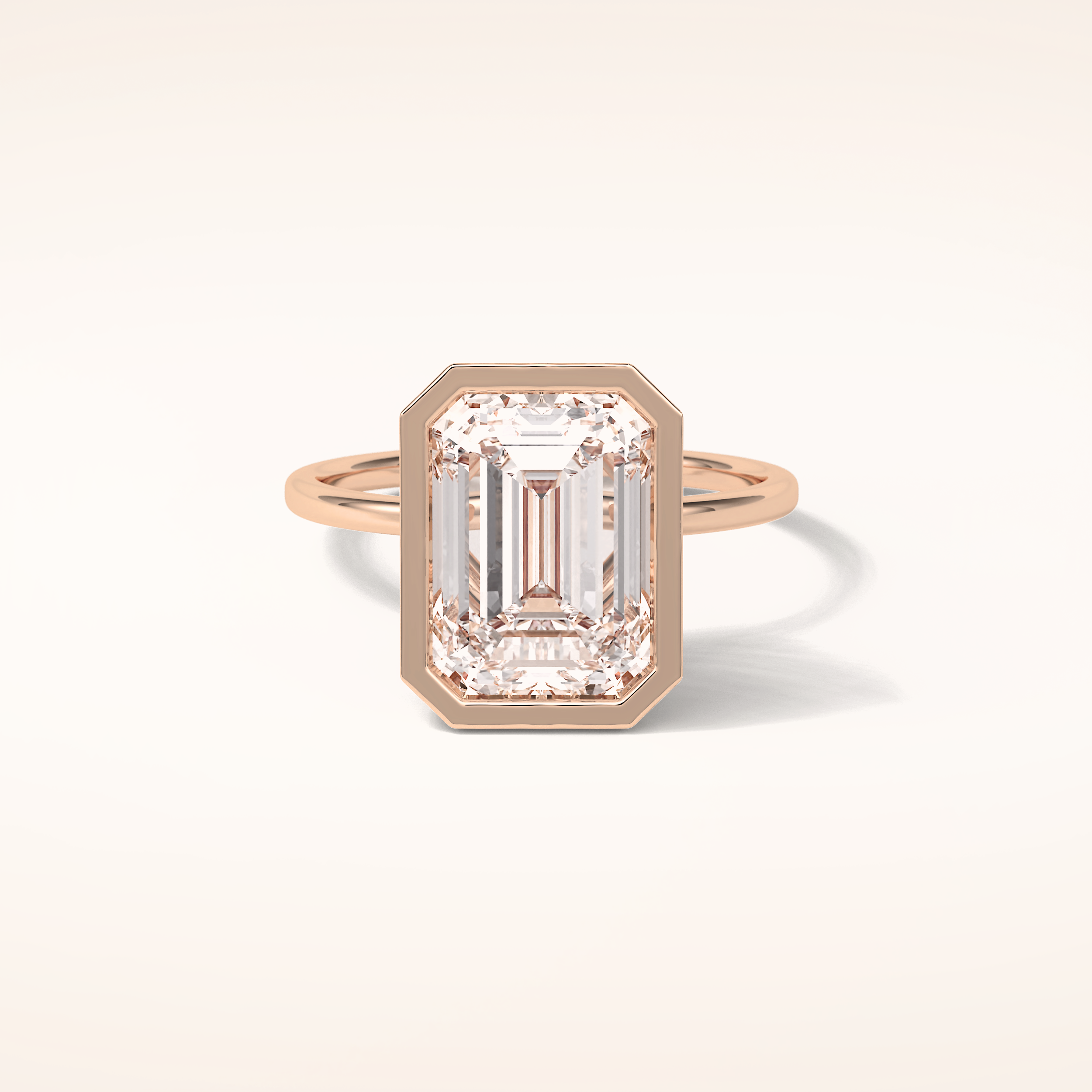 4.6 CT Emerald Shaped Bezel & Solitaire Moissanite Engagement Ring