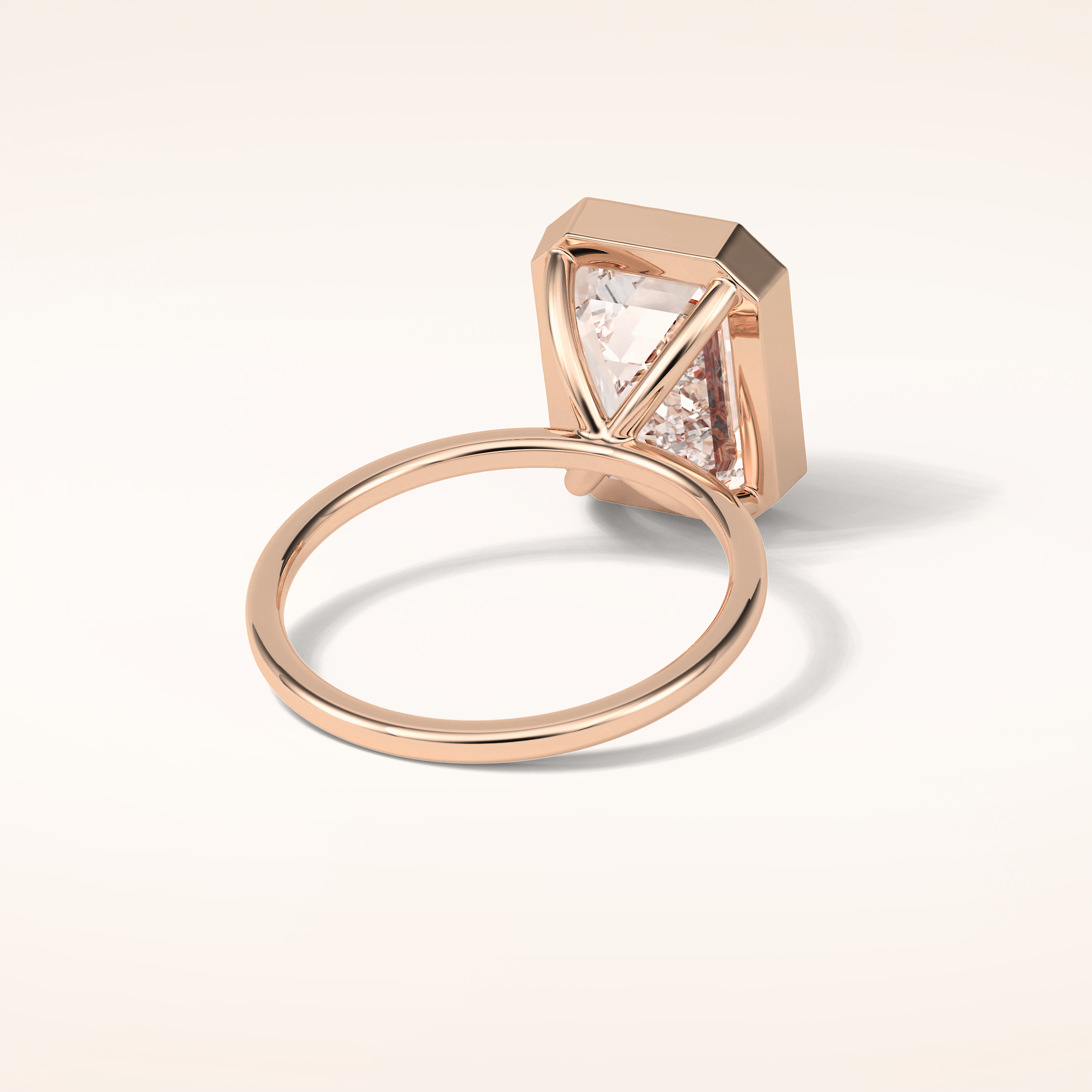 4.6 CT Emerald Shaped Bezel & Solitaire Moissanite Engagement Ring