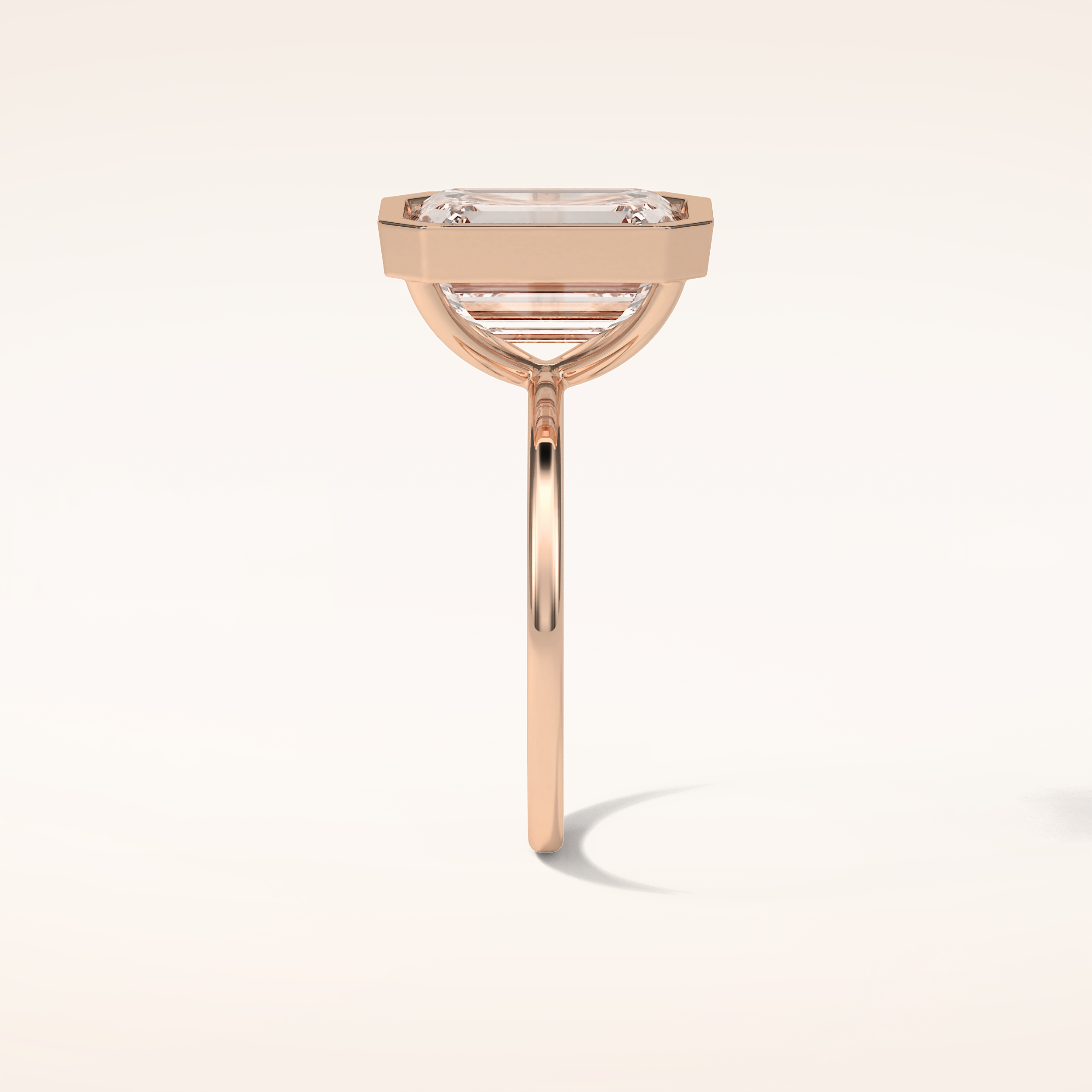 4.6 CT Emerald Shaped Bezel & Solitaire Moissanite Engagement Ring