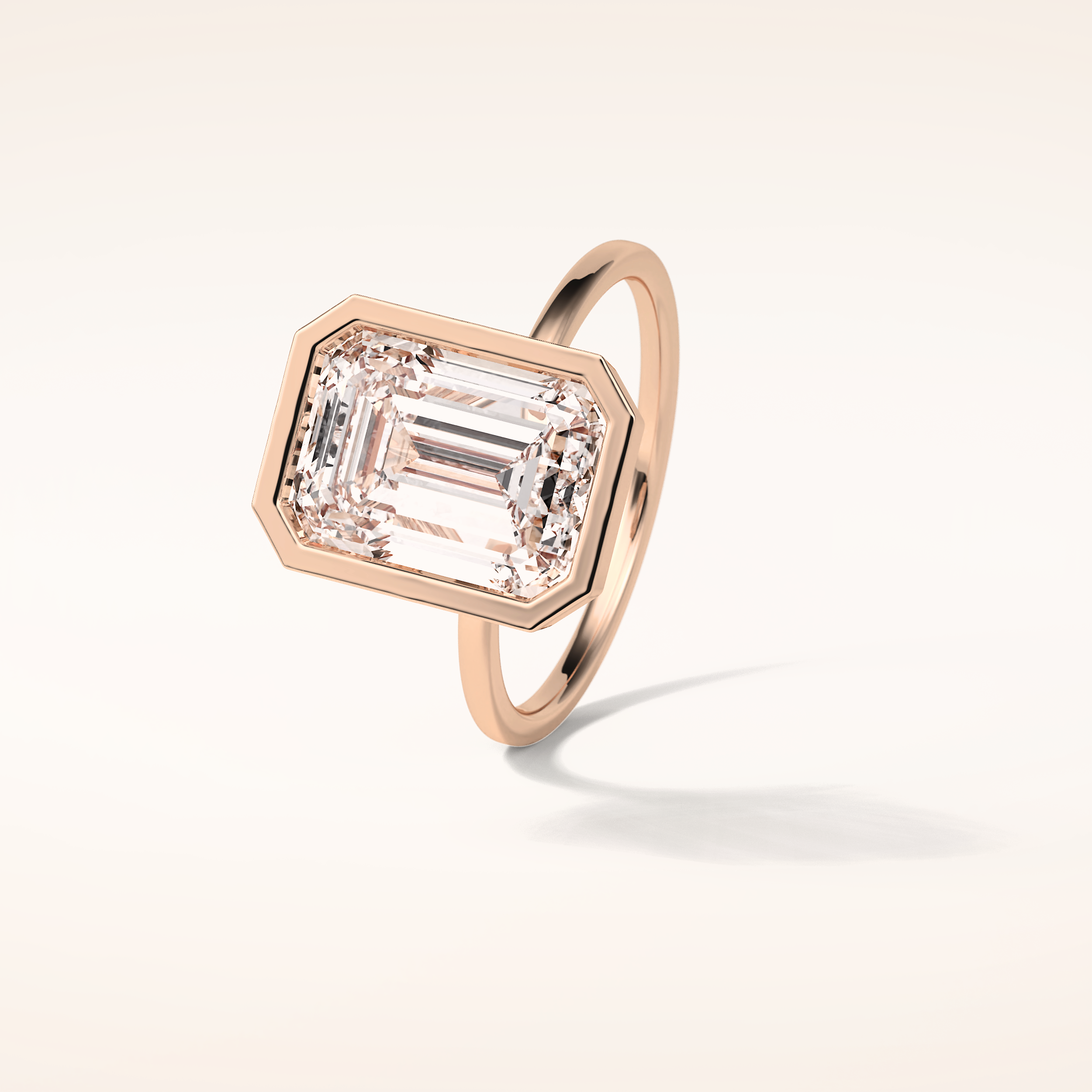 4.6 CT Emerald Shaped Bezel & Solitaire Moissanite Engagement Ring