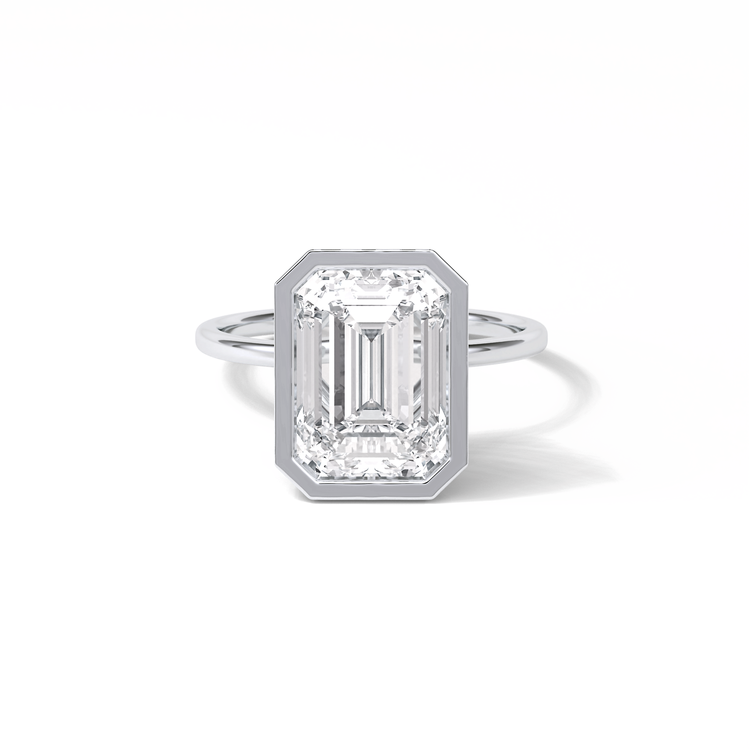 Emerald Solitaire Lab Grown Diamond Engagement Ring