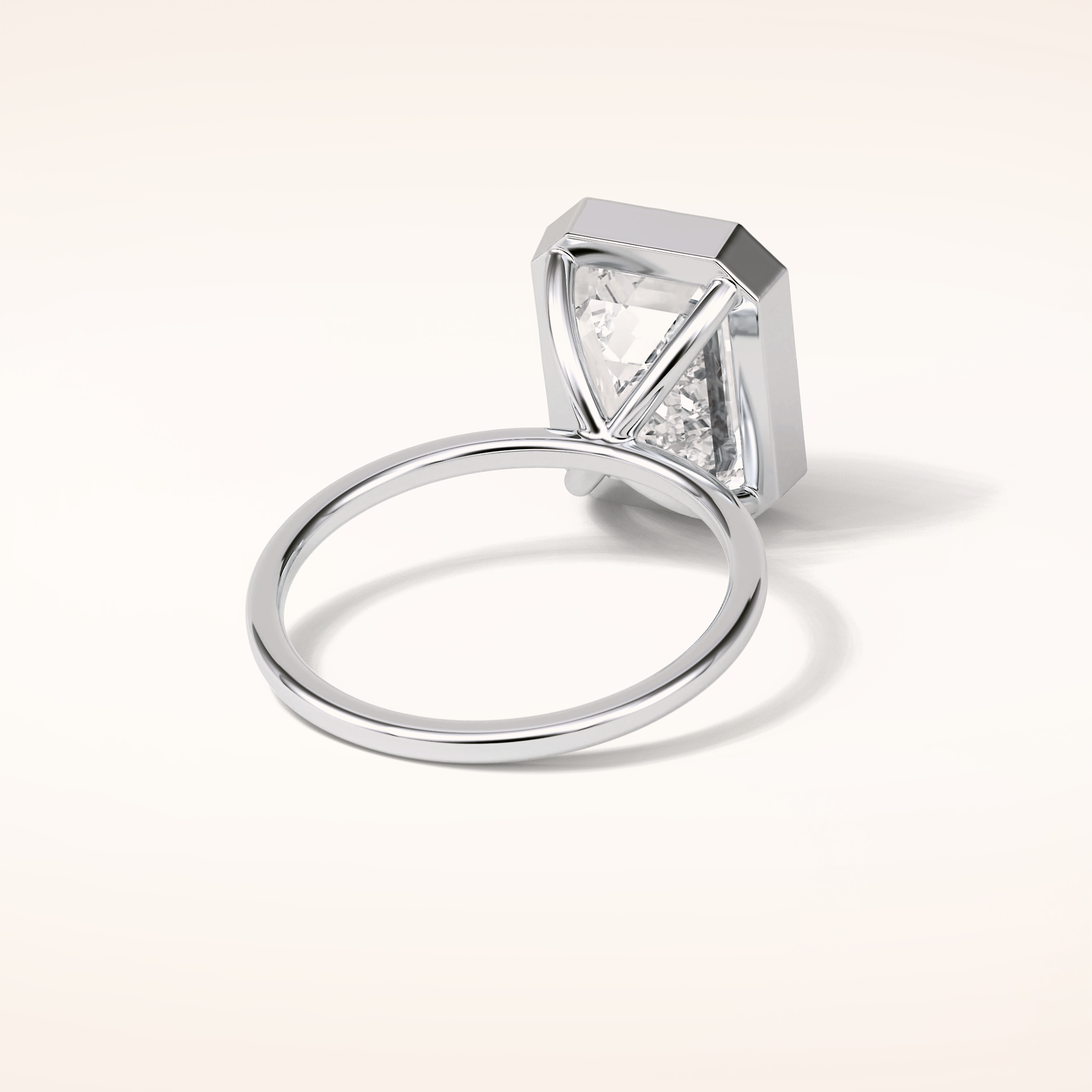 4.6 CT Emerald Shaped Bezel & Solitaire Moissanite Engagement Ring