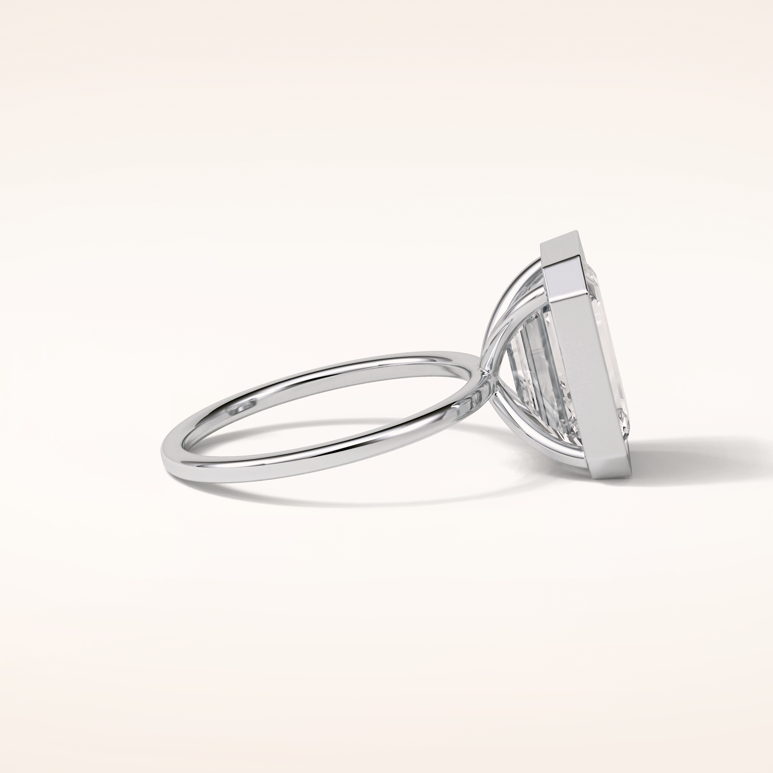 4.6 CT Emerald Shaped Bezel & Solitaire Moissanite Engagement Ring