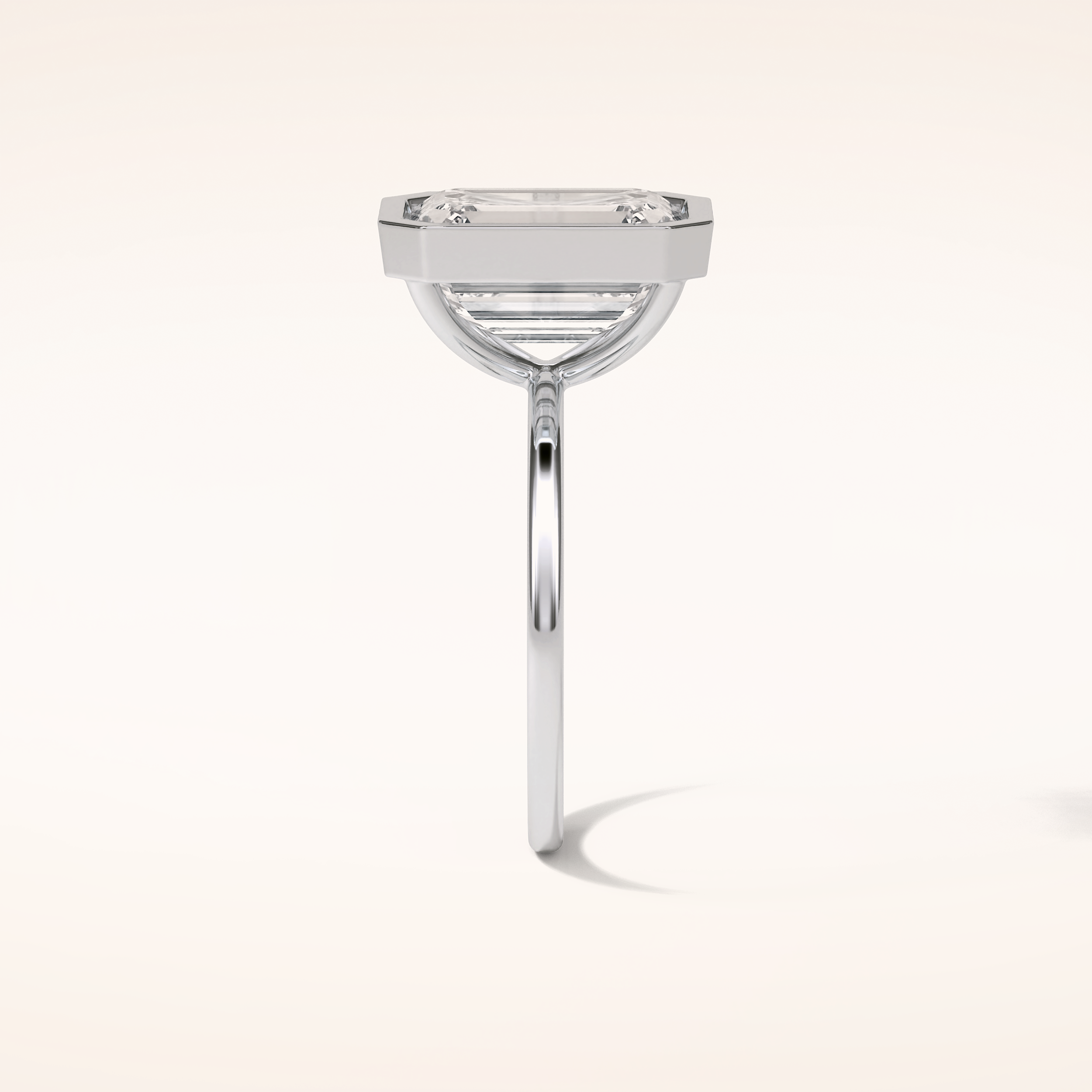 4.6 CT Emerald Shaped Bezel & Solitaire Moissanite Engagement Ring