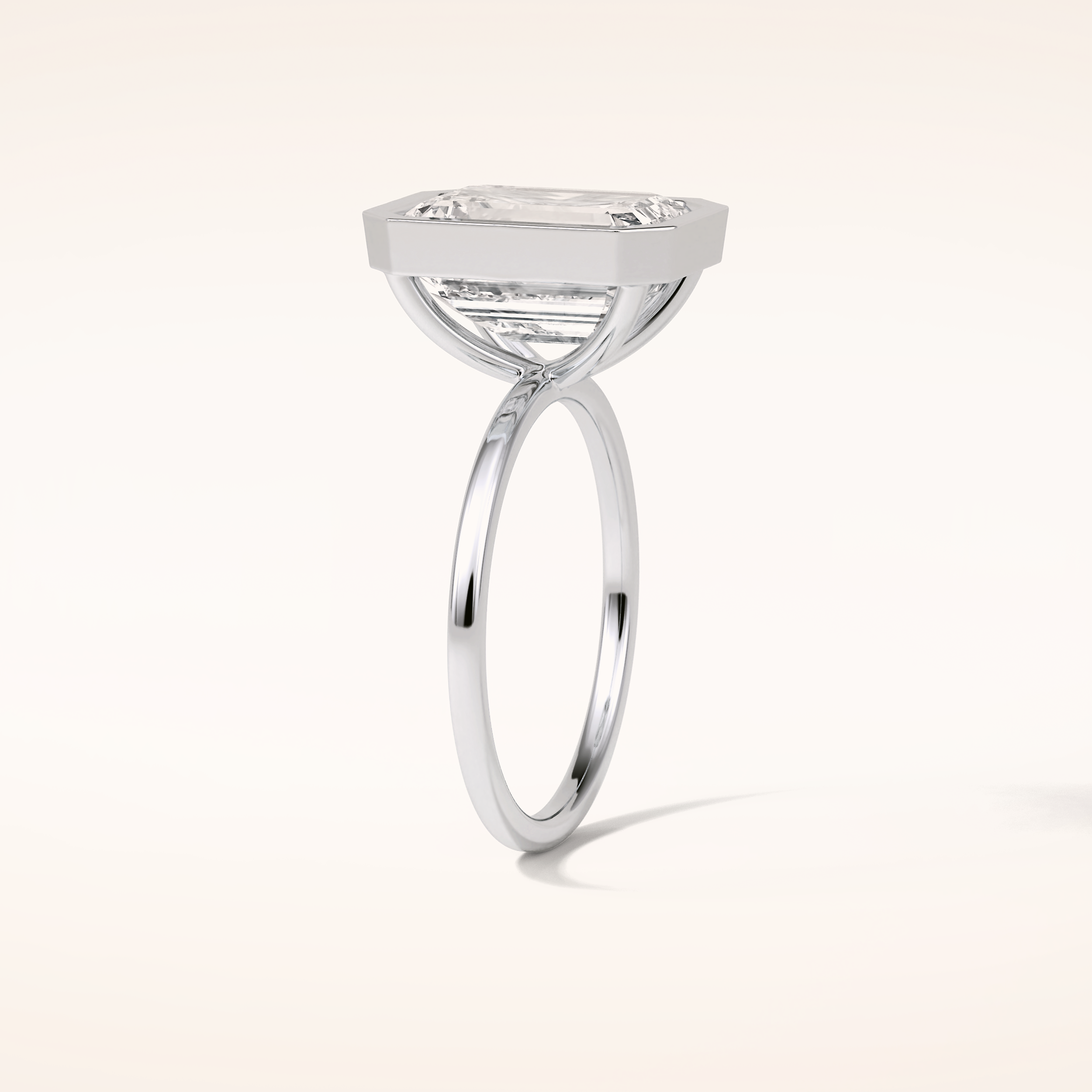 4.6 CT Emerald Shaped Bezel & Solitaire Moissanite Engagement Ring