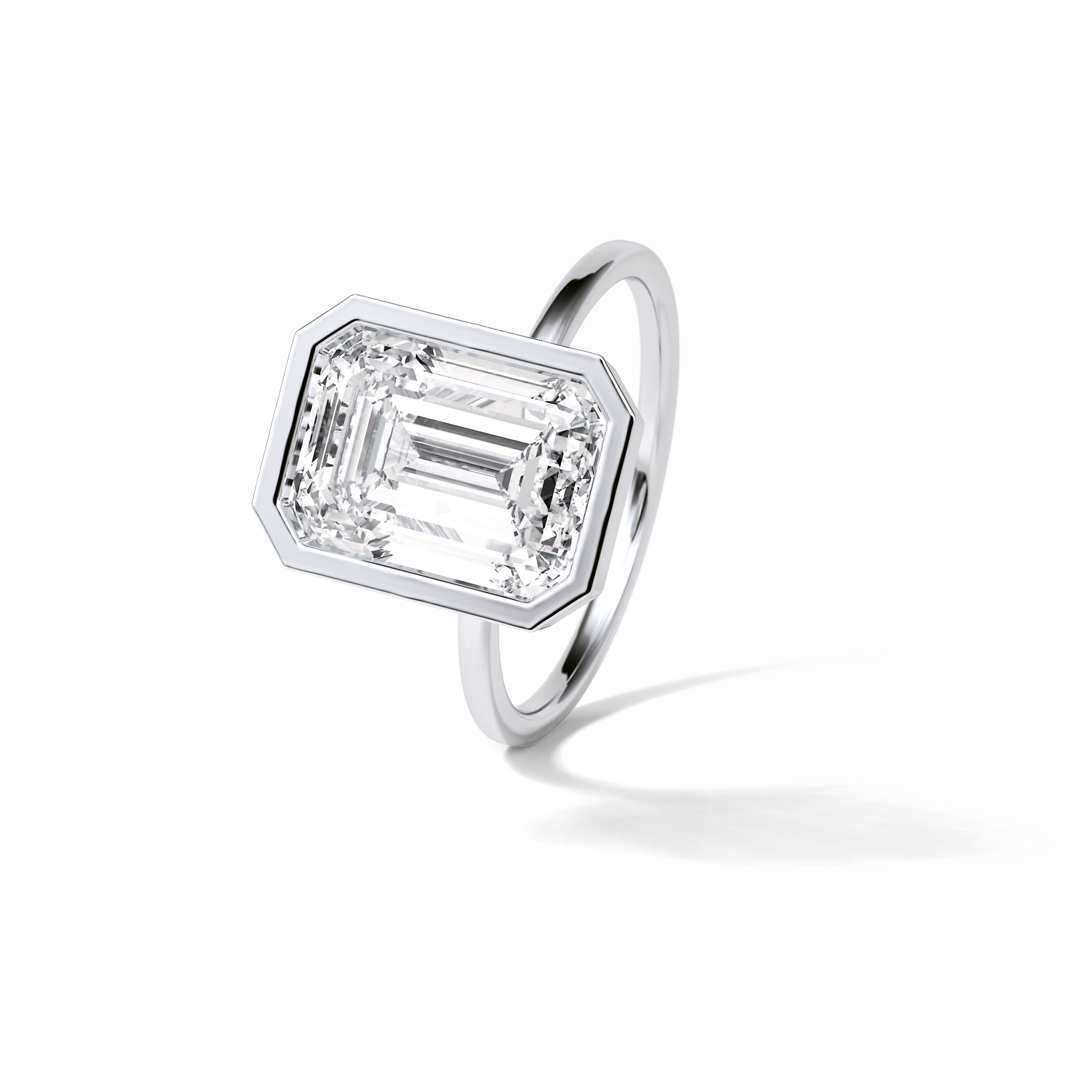 Emerald Solitaire Lab Grown Diamond Engagement Ring